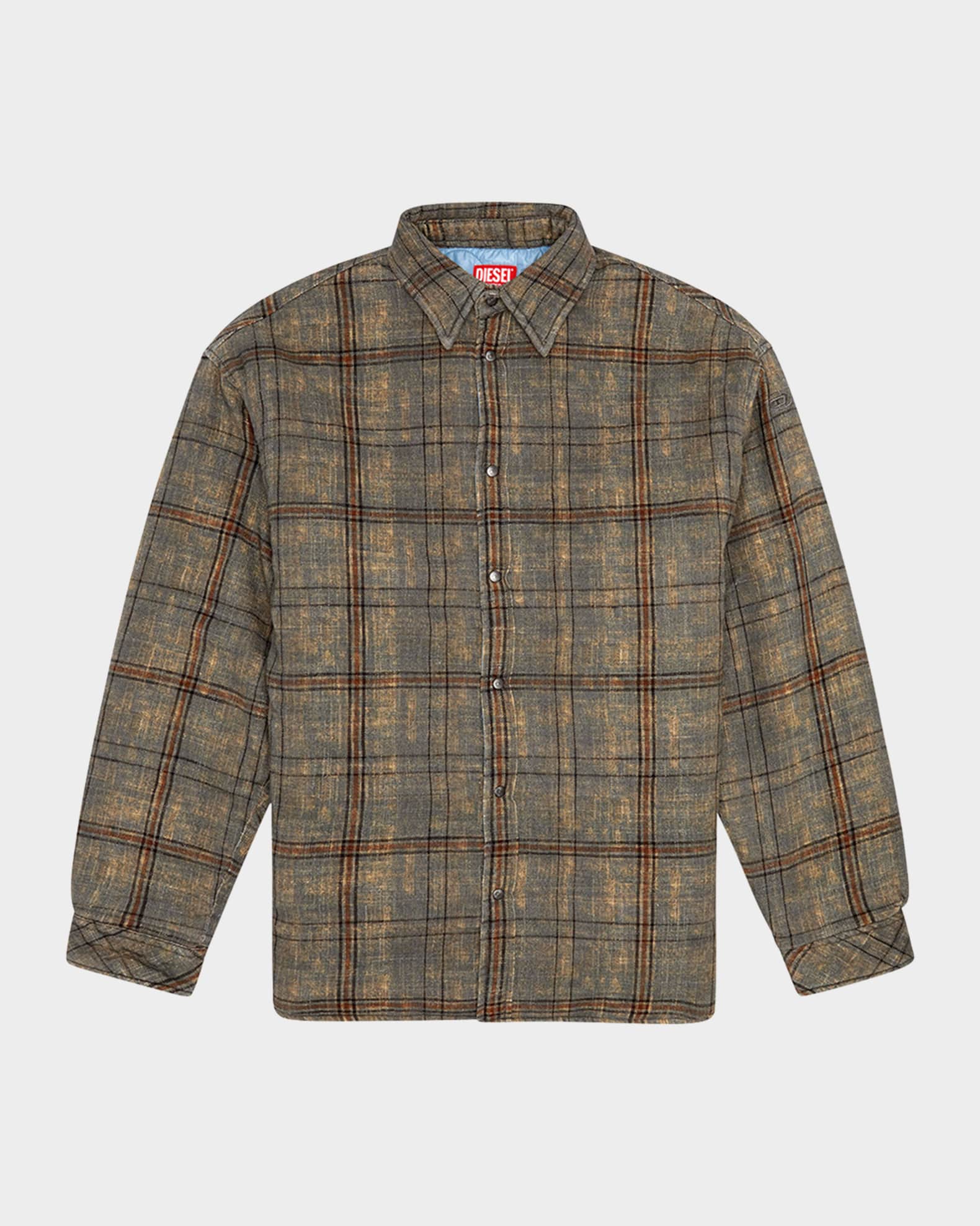 Diesel S Hamme Padded Check Jacket Hazelnut