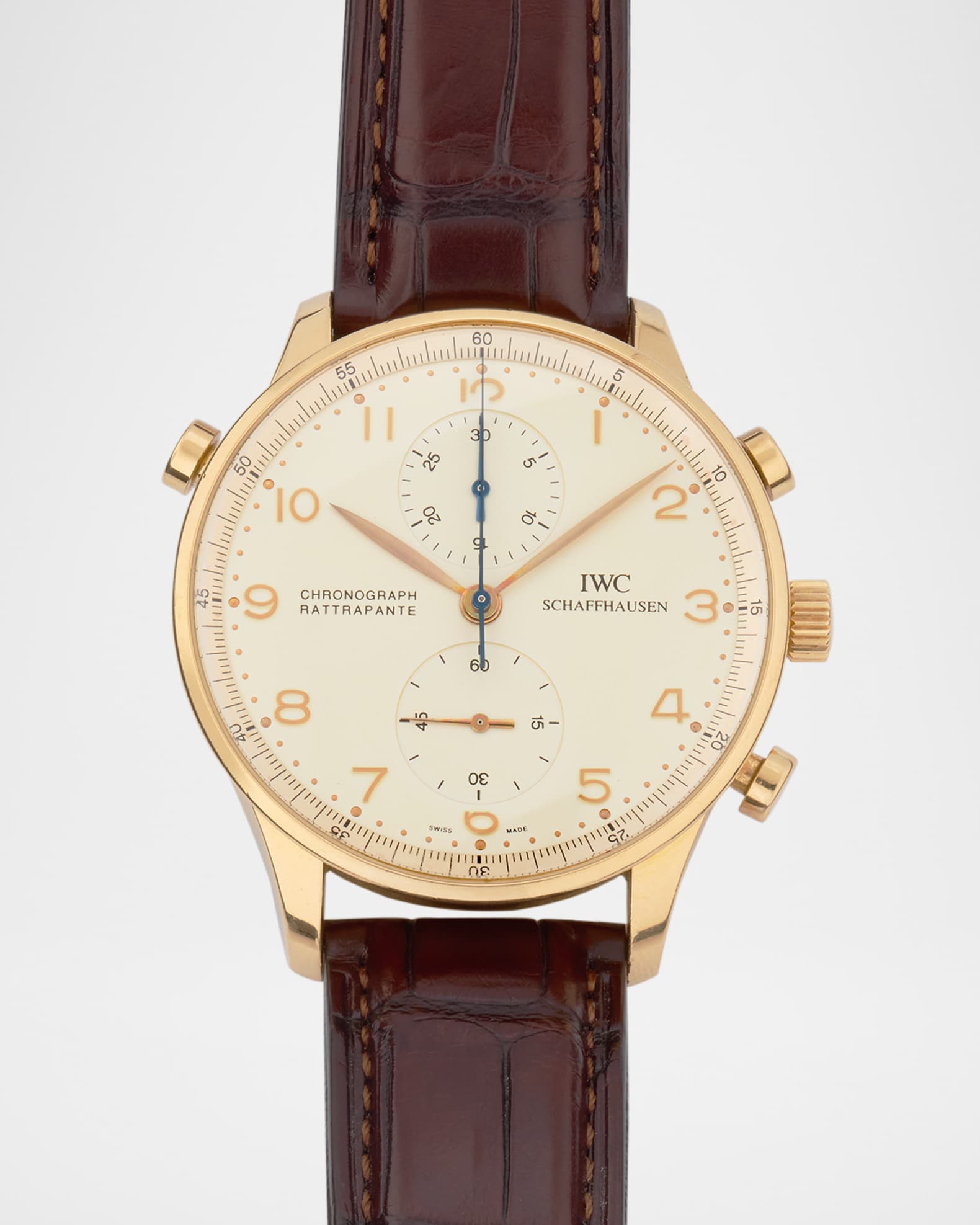 IWC 18K Yellow Gold Portuguese Chronograph 41mm Vintage Watch 0