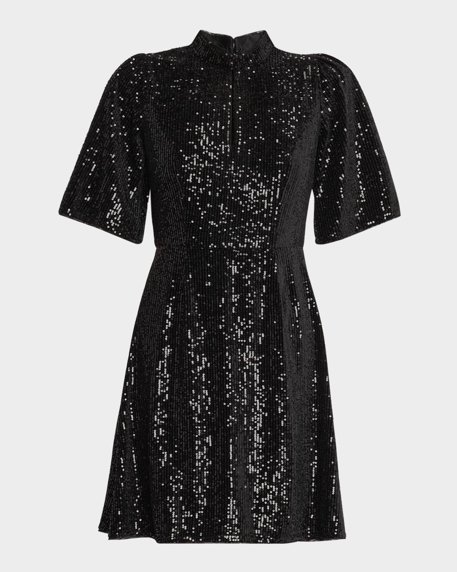 Eve Cutout Mock-Neck Sequin Mini Dress 0