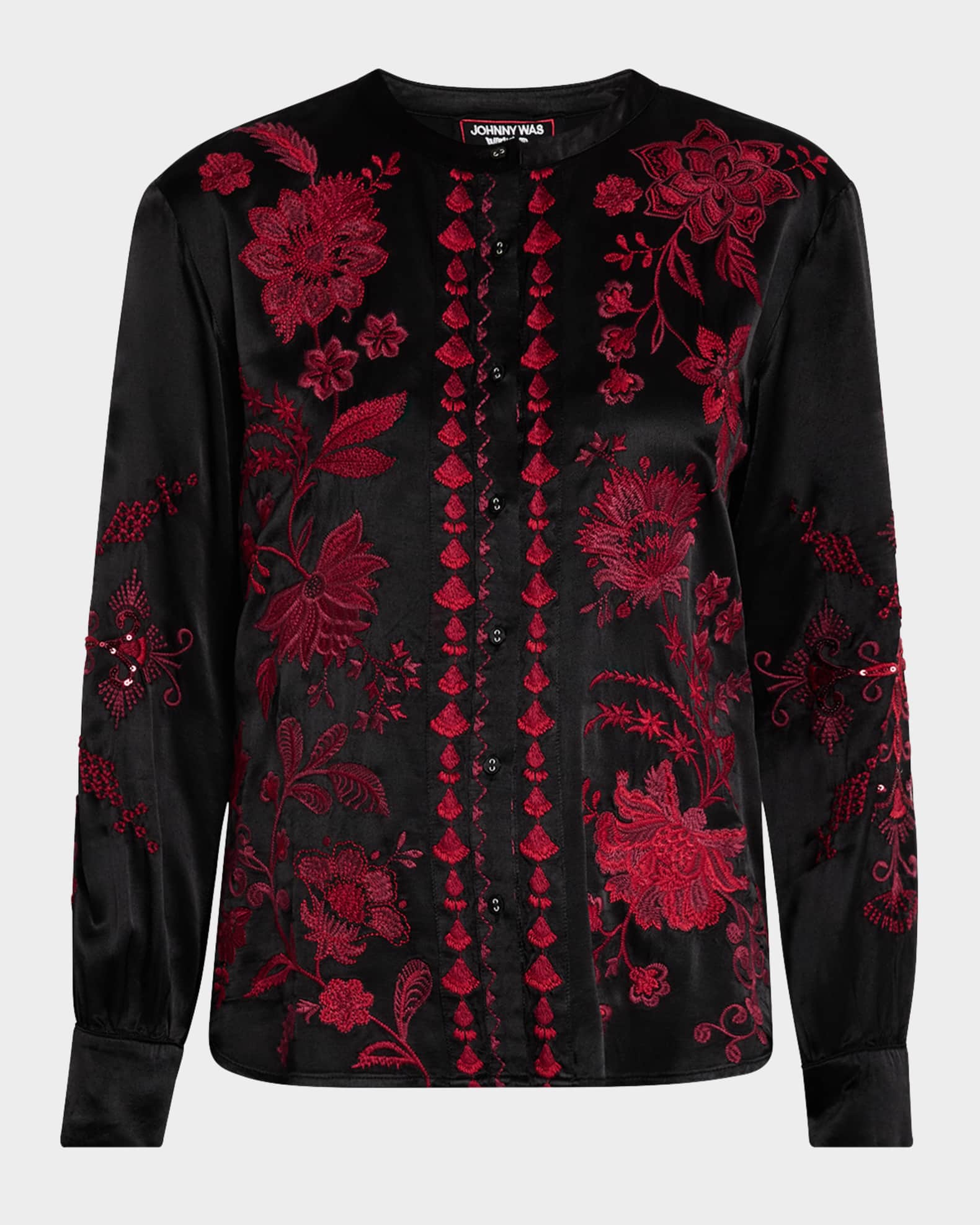 Annalina Sequin Floral-Embroidered Shirt 0