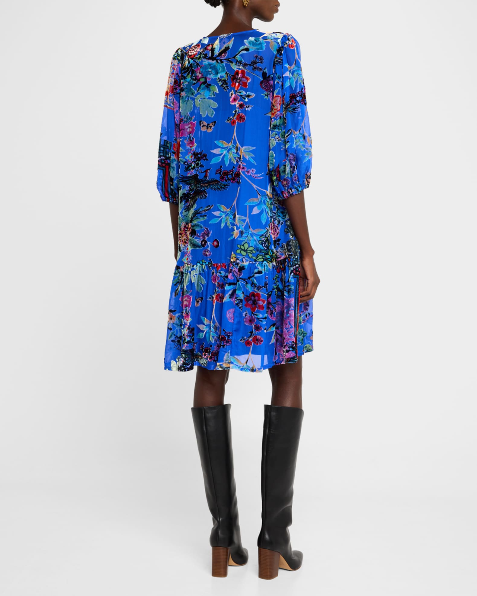 Ermyas Floral Flocked Shift Dress