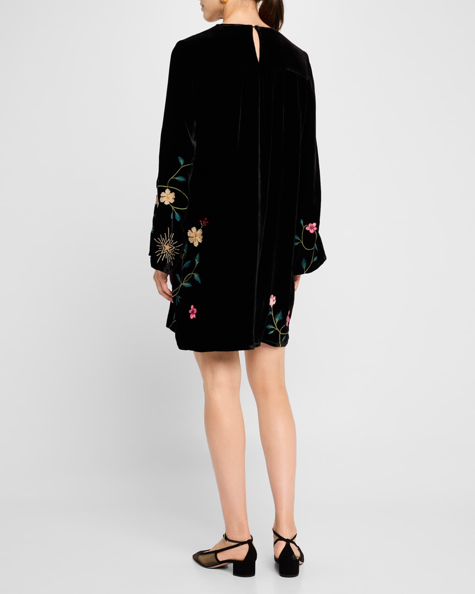 Johnny Was Rhoda Floral-Embroidered Shift Dress | Neiman Marcus