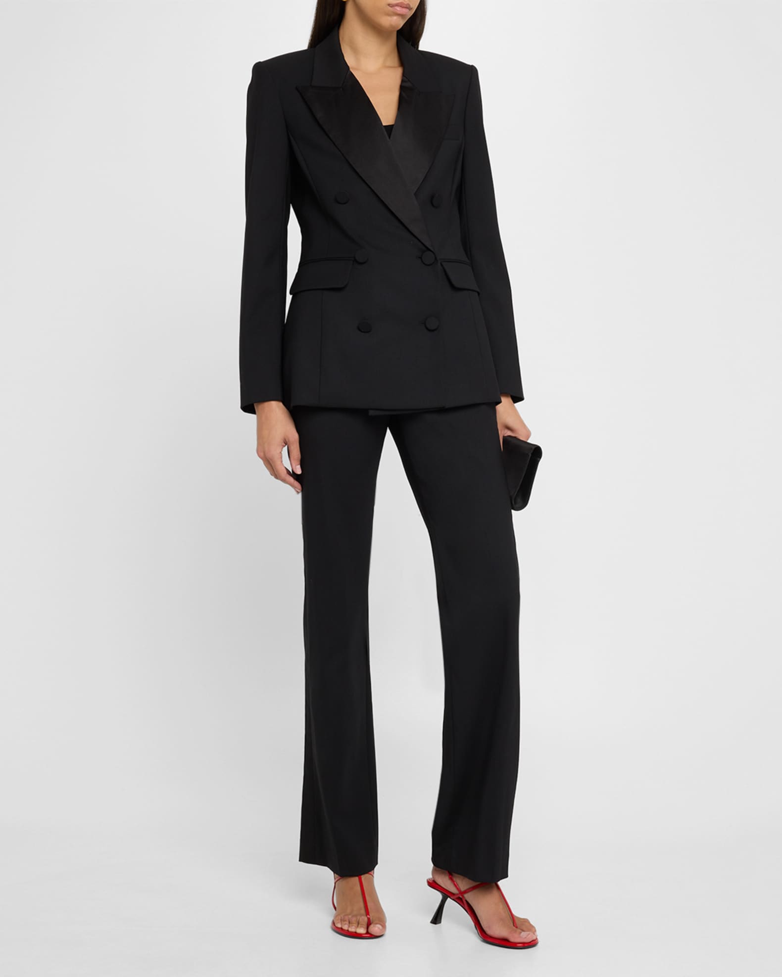 Double-Breasted Seasonless Wool Tuxedo Blazer 1