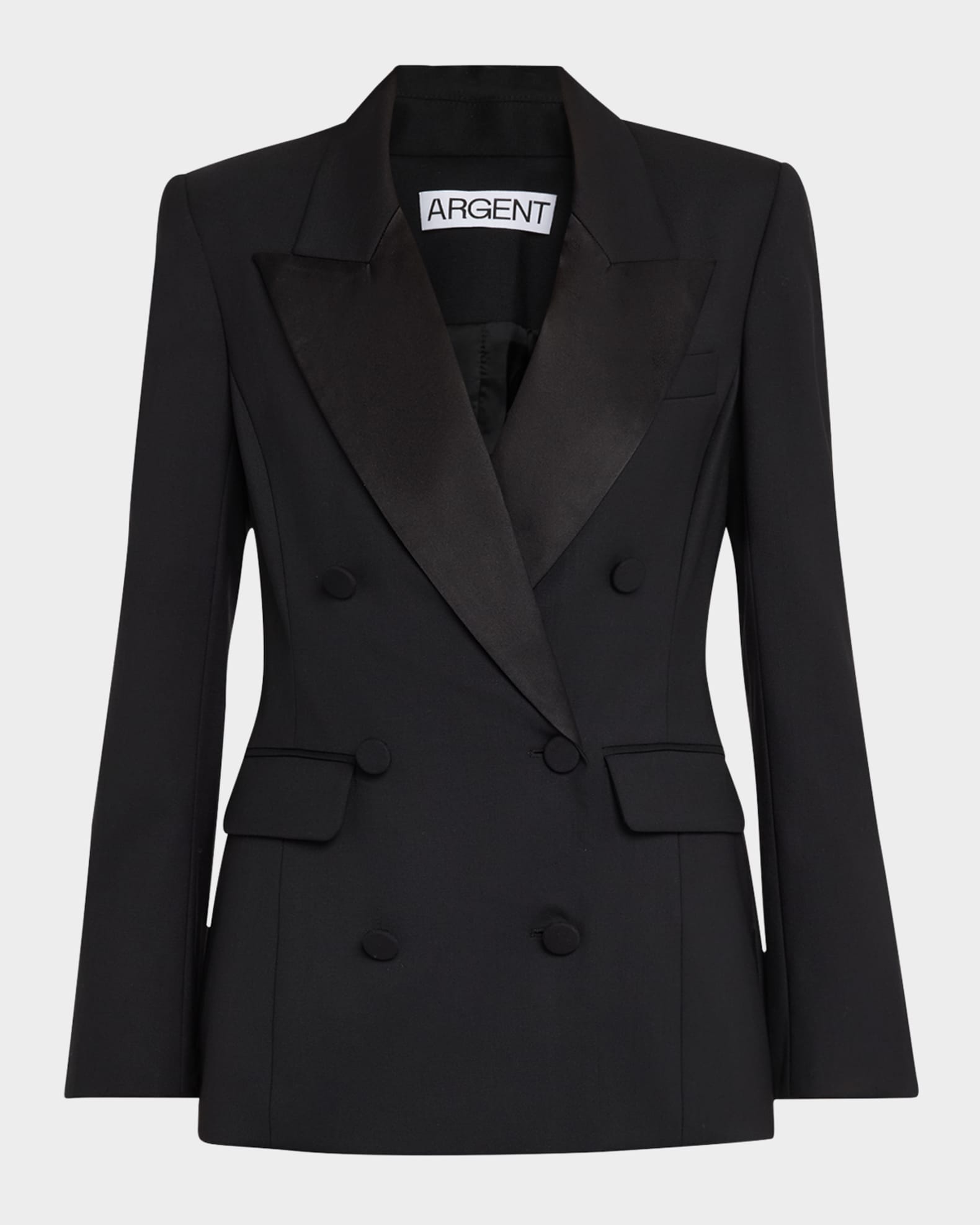 Double-Breasted Seasonless Wool Tuxedo Blazer 0