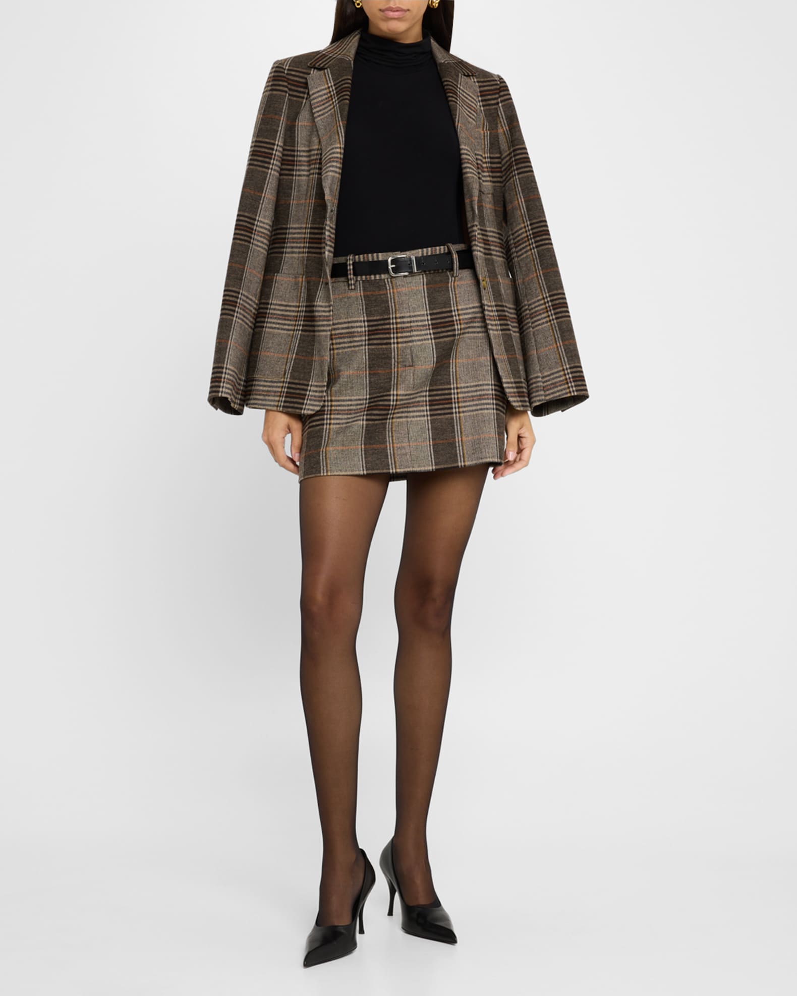 Plaid-Print Tailored Mini Skirt 1