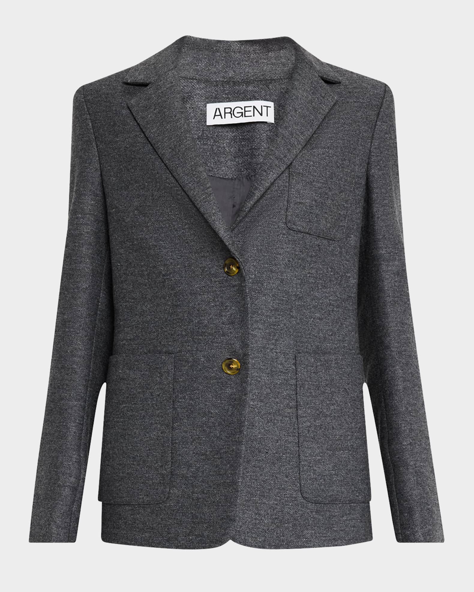 Single-Breasted Textured Wool Weekend Blazer 0