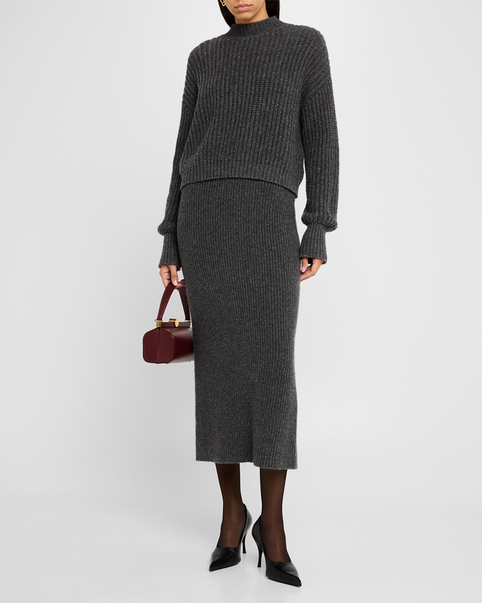 Ribbed Midi Pencil Skirt 1