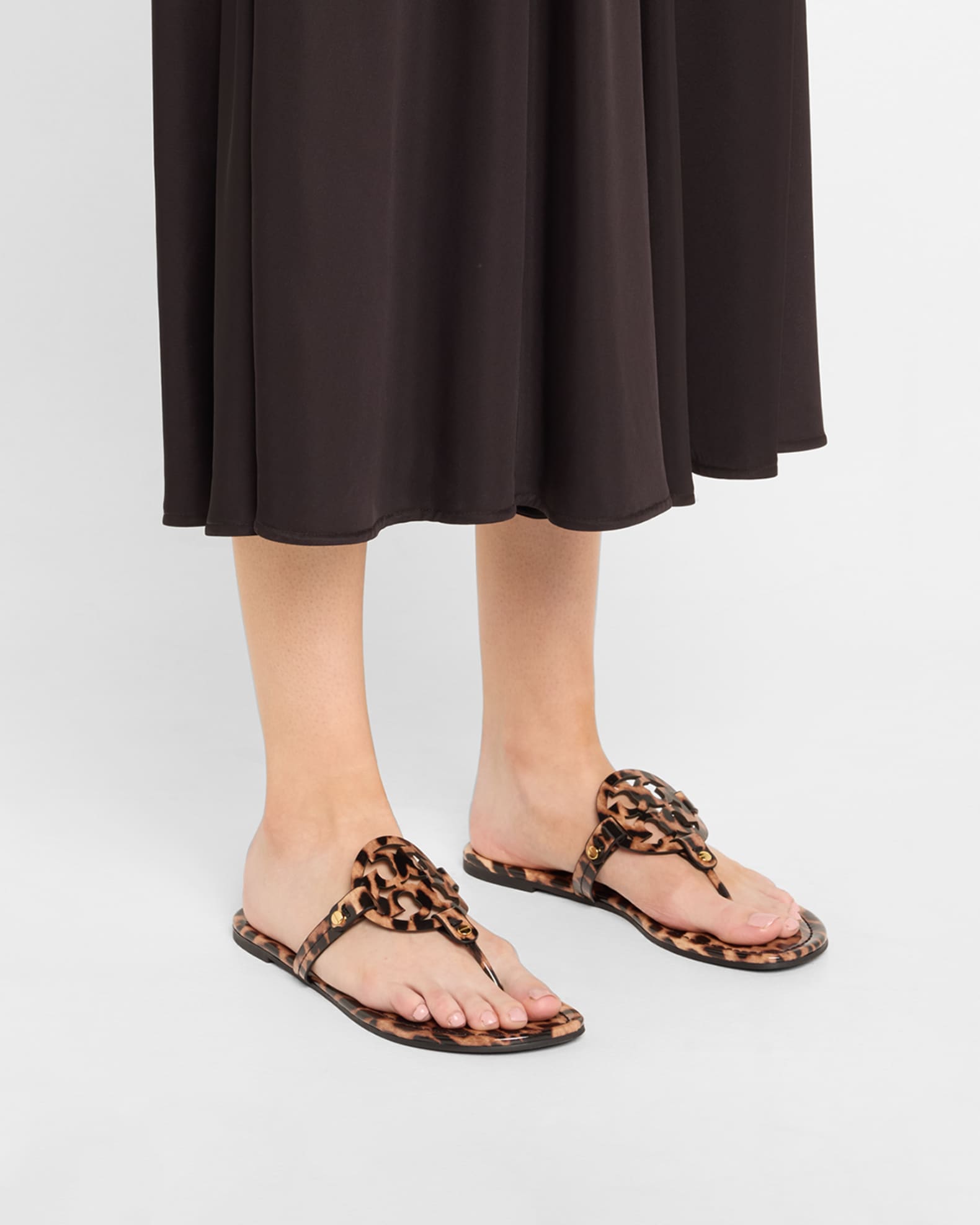 Miller Leopard Print Leather Logo Sandals