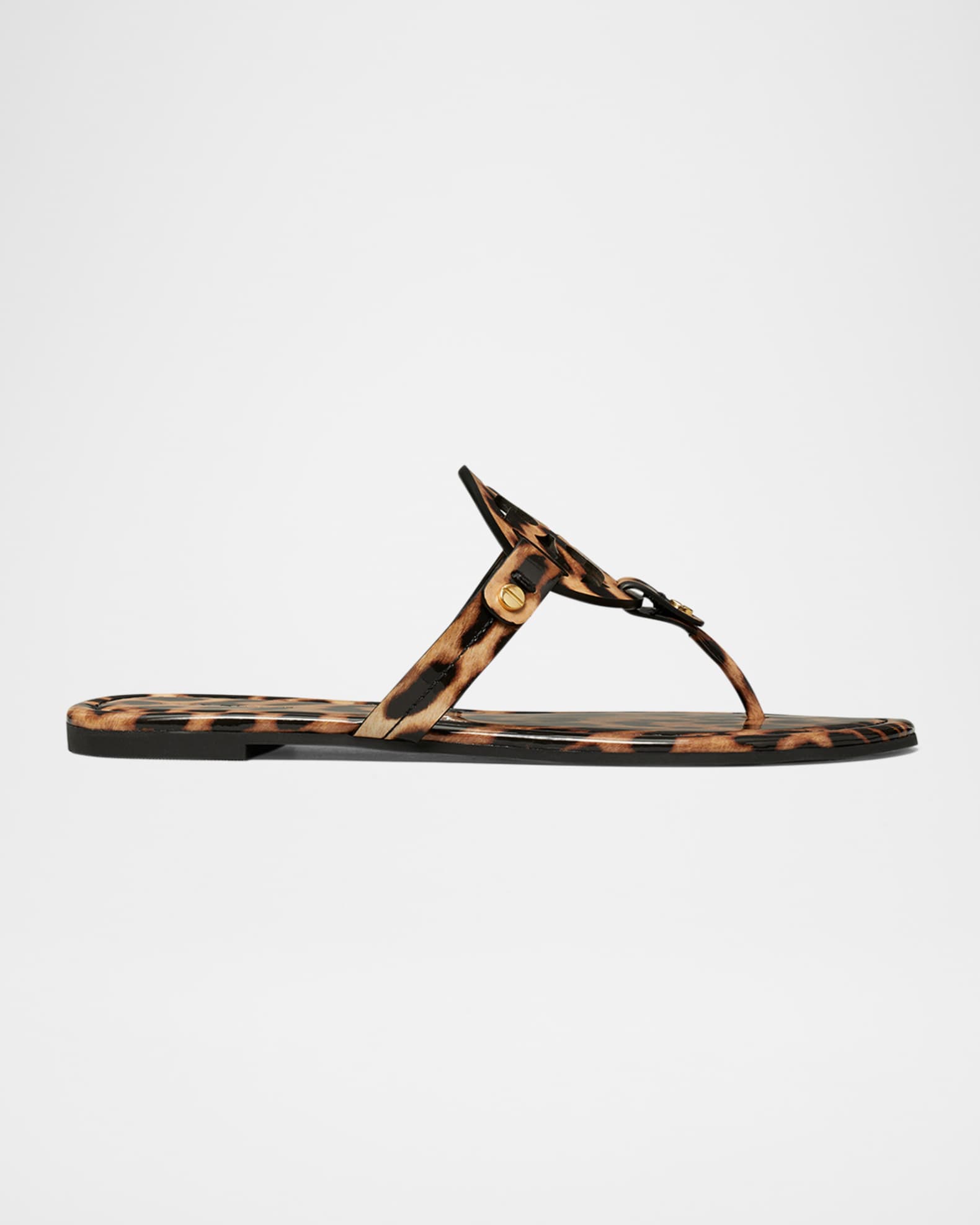 Tory Burch Miller Leopard Print Leather Logo Sandals Neiman Marcus