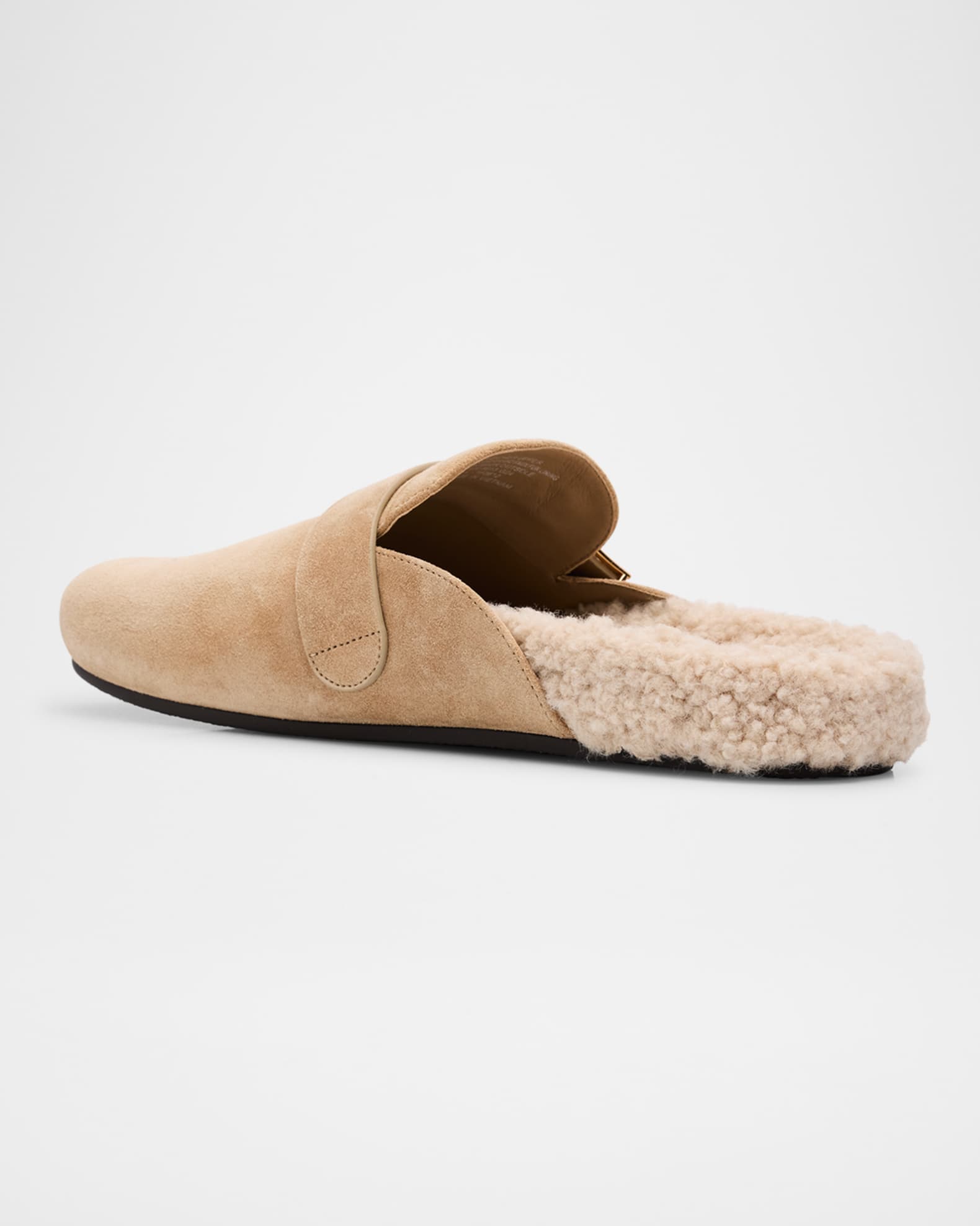 Tory Burch Mellow Suede Shearling Buckle Loafer Mules
