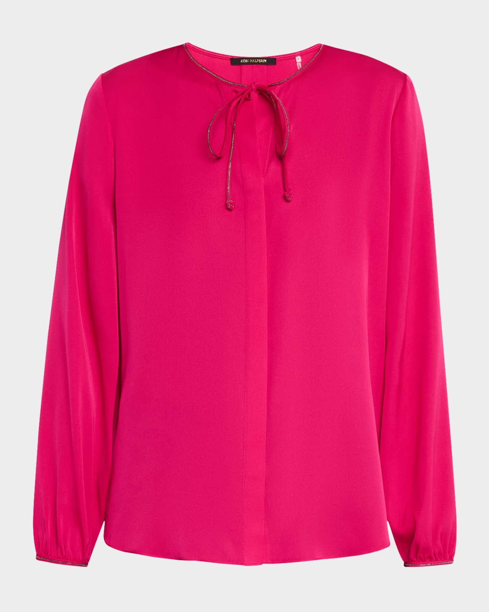 Eliza Chain-Trim Silk Blouse 0