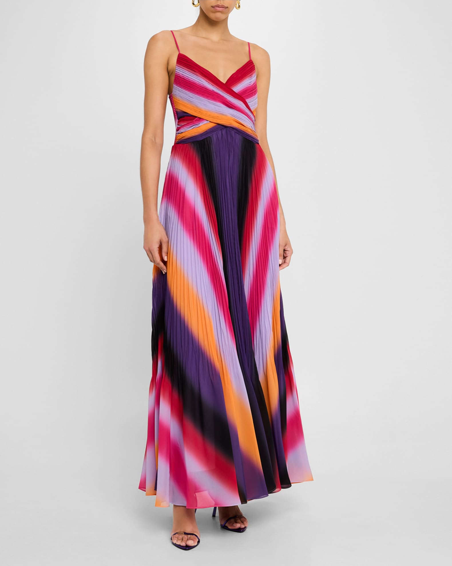 Jules Pleated Ombre Striped Maxi Dress 1