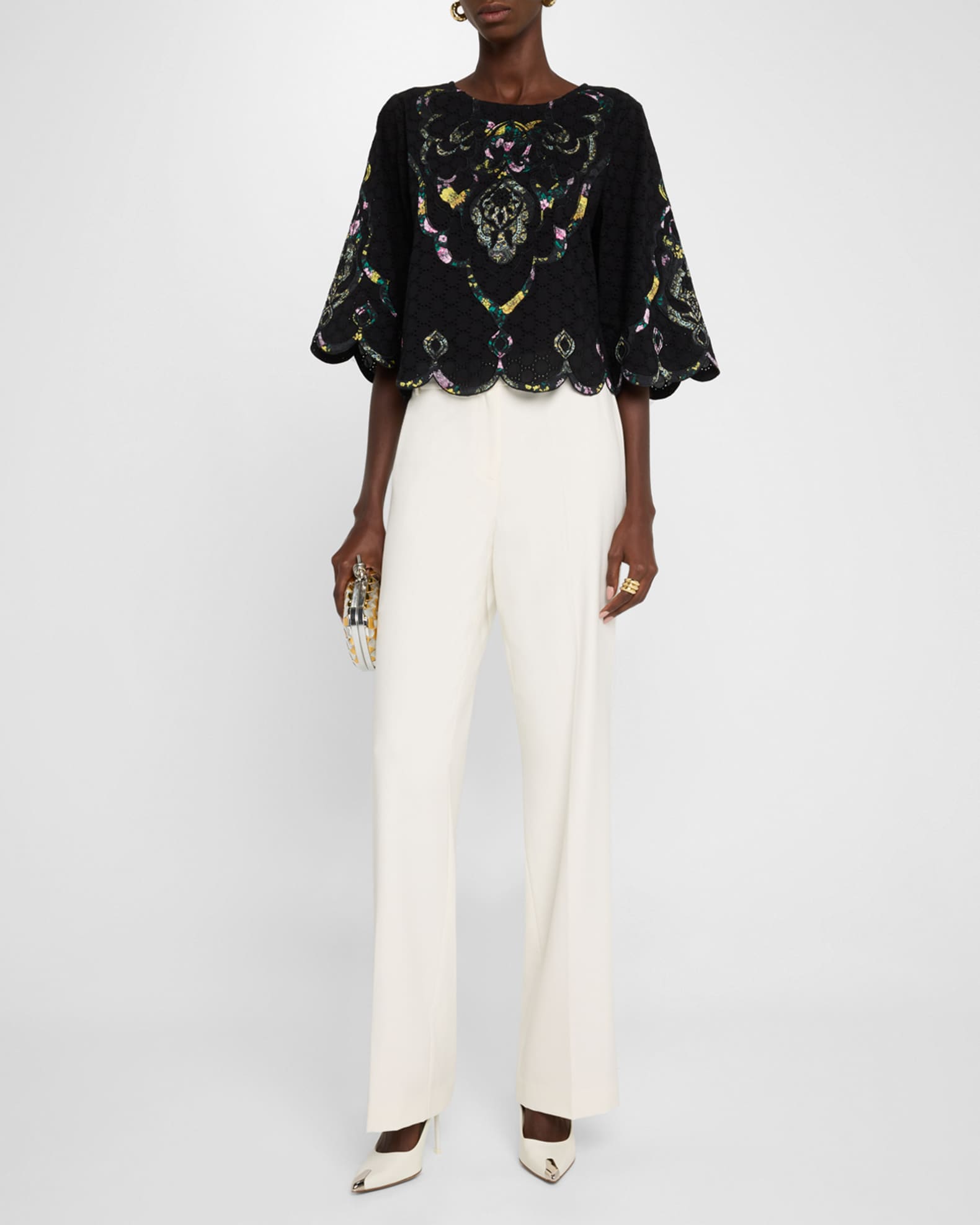 Ramona Scalloped Eyelet Applique Blouse 1