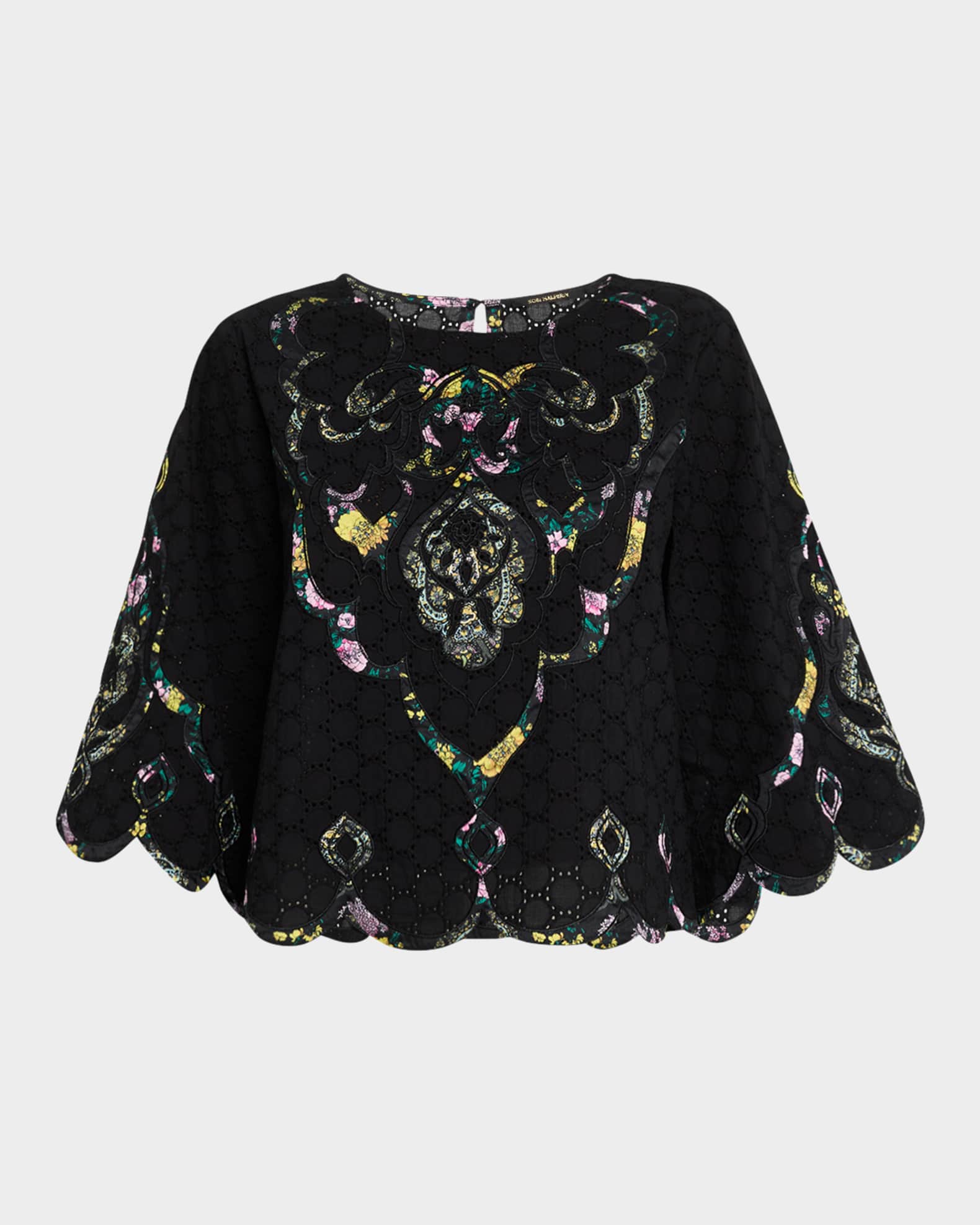 Ramona Scalloped Eyelet Applique Blouse 0