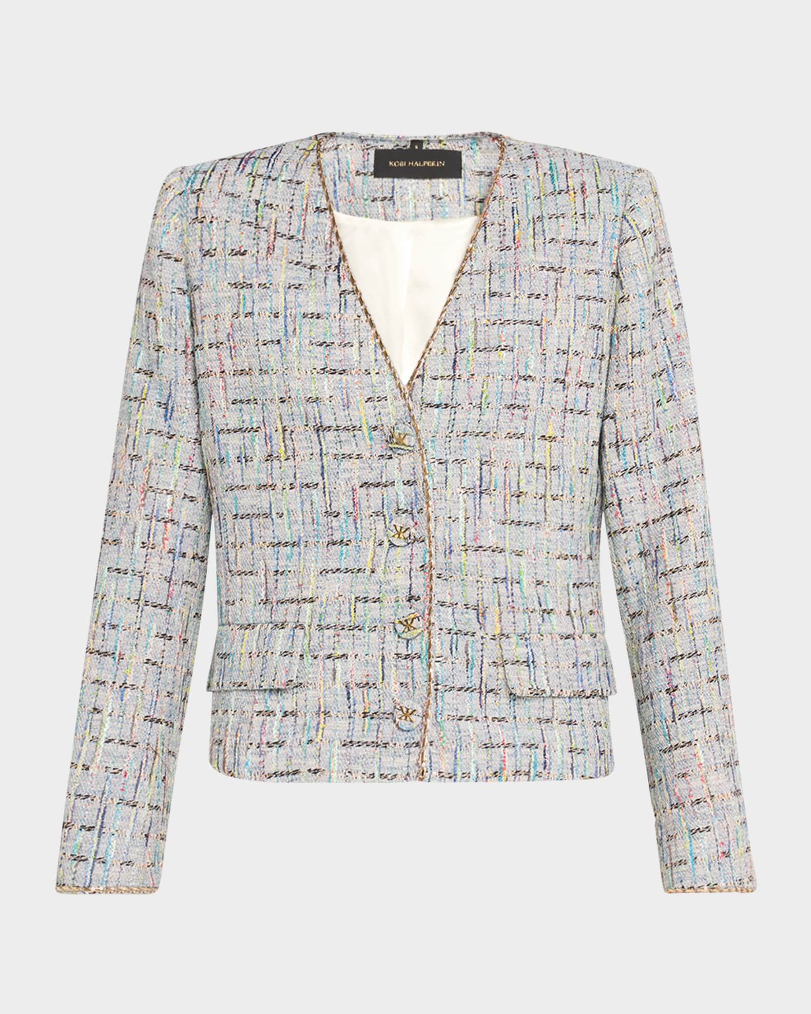 Lily Metallic-Trim Tweed Jacket 0