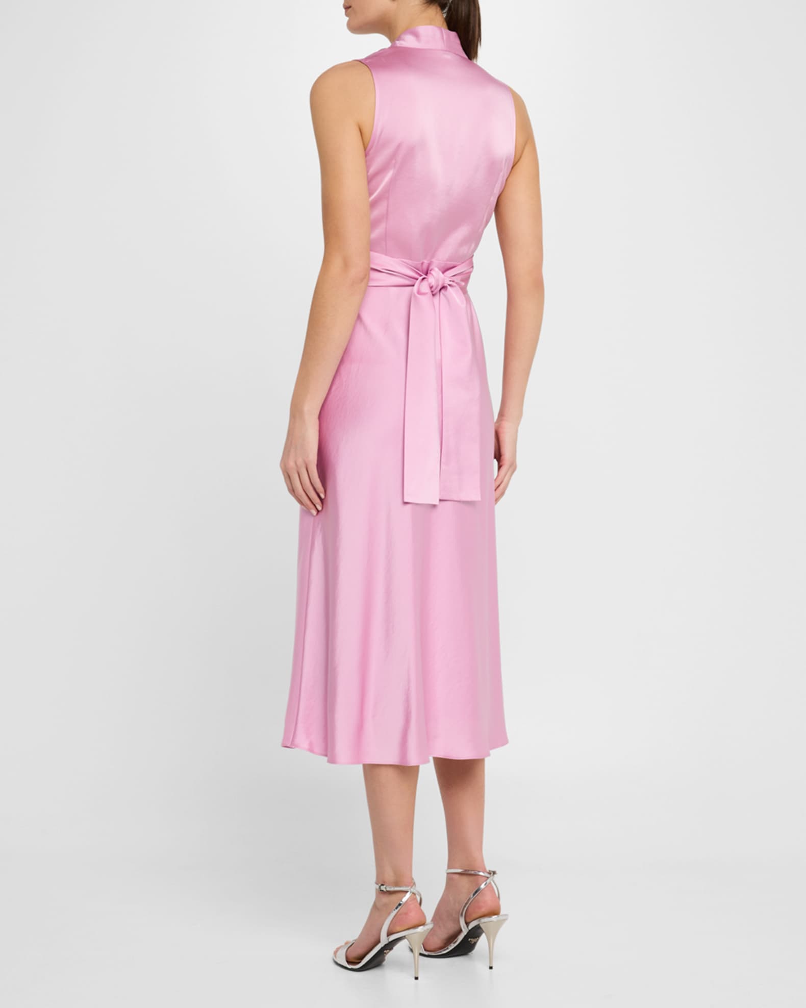 Kobi Halperin Jane Sleeveless Crossover Sateen Midi Dress