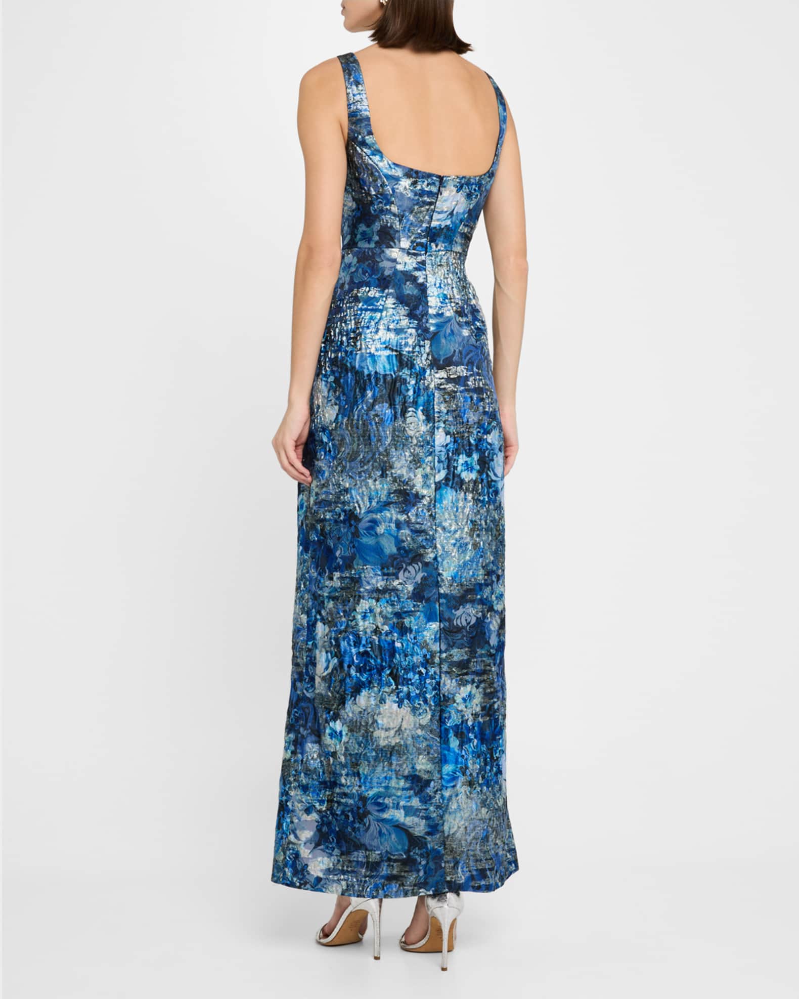 Aidan Mattox SquareNeck Jacquard Column Gown Neiman Marcus