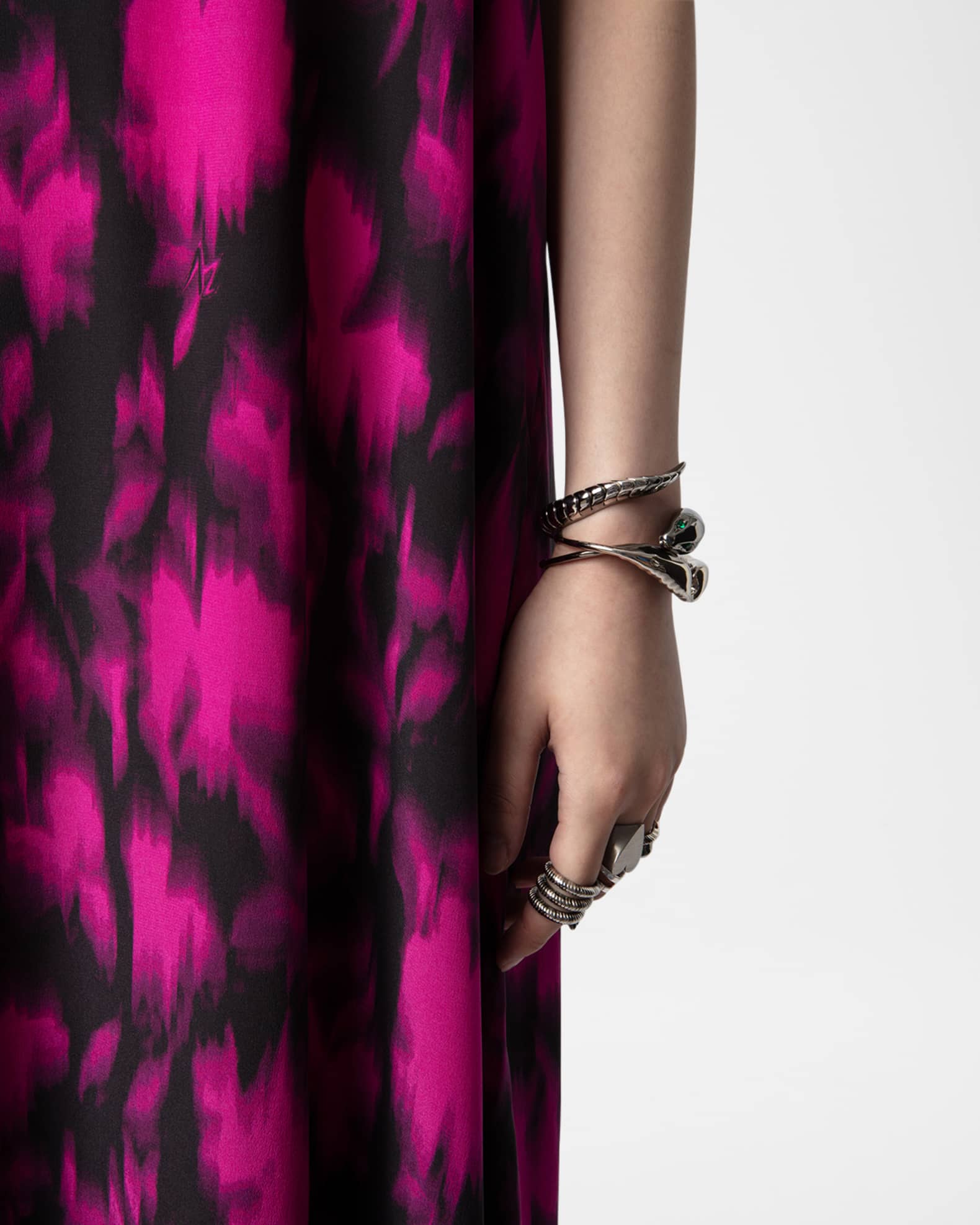 Zadig & Voltaire Ristyl XRay Print Crepe De Chine Maxi Slip Dress