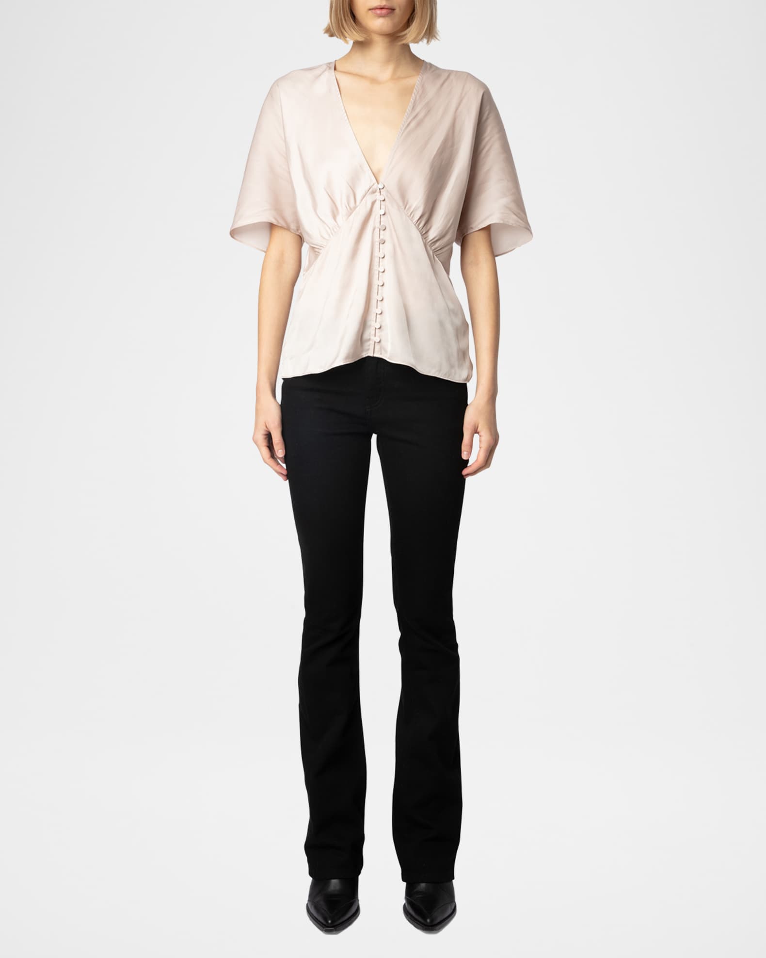 Thodri Satin Button-Front Blouse 1