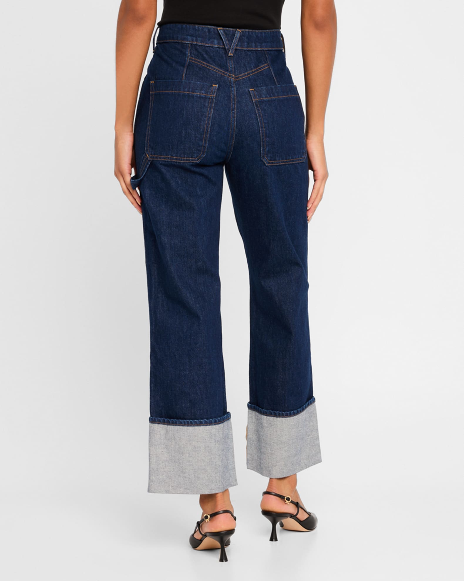 Veronica Beard Dylan High-Rise Straight Cuffed Jeans Neiman Marcus