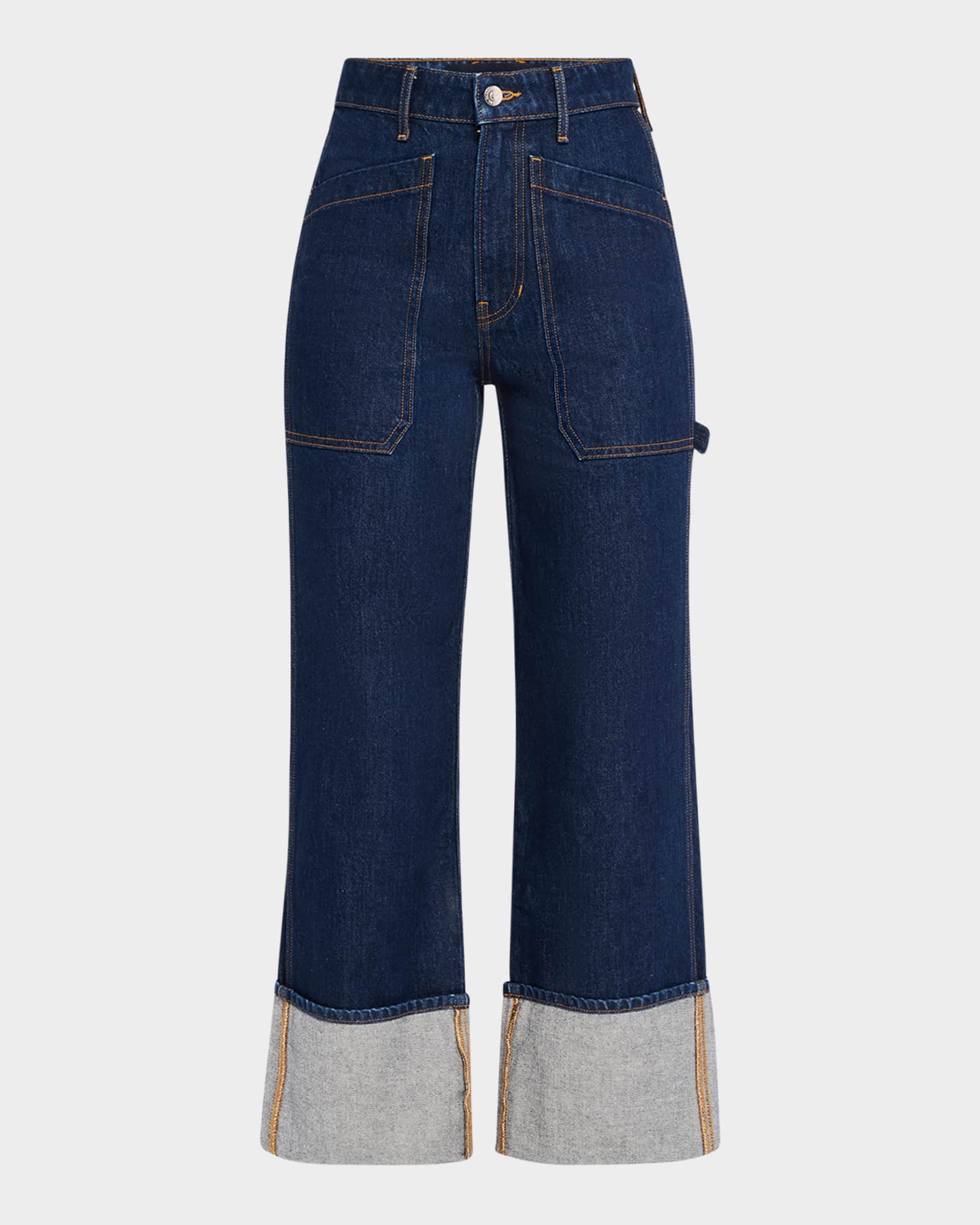 Dylan High-Rise Straight Cuffed Jeans 0