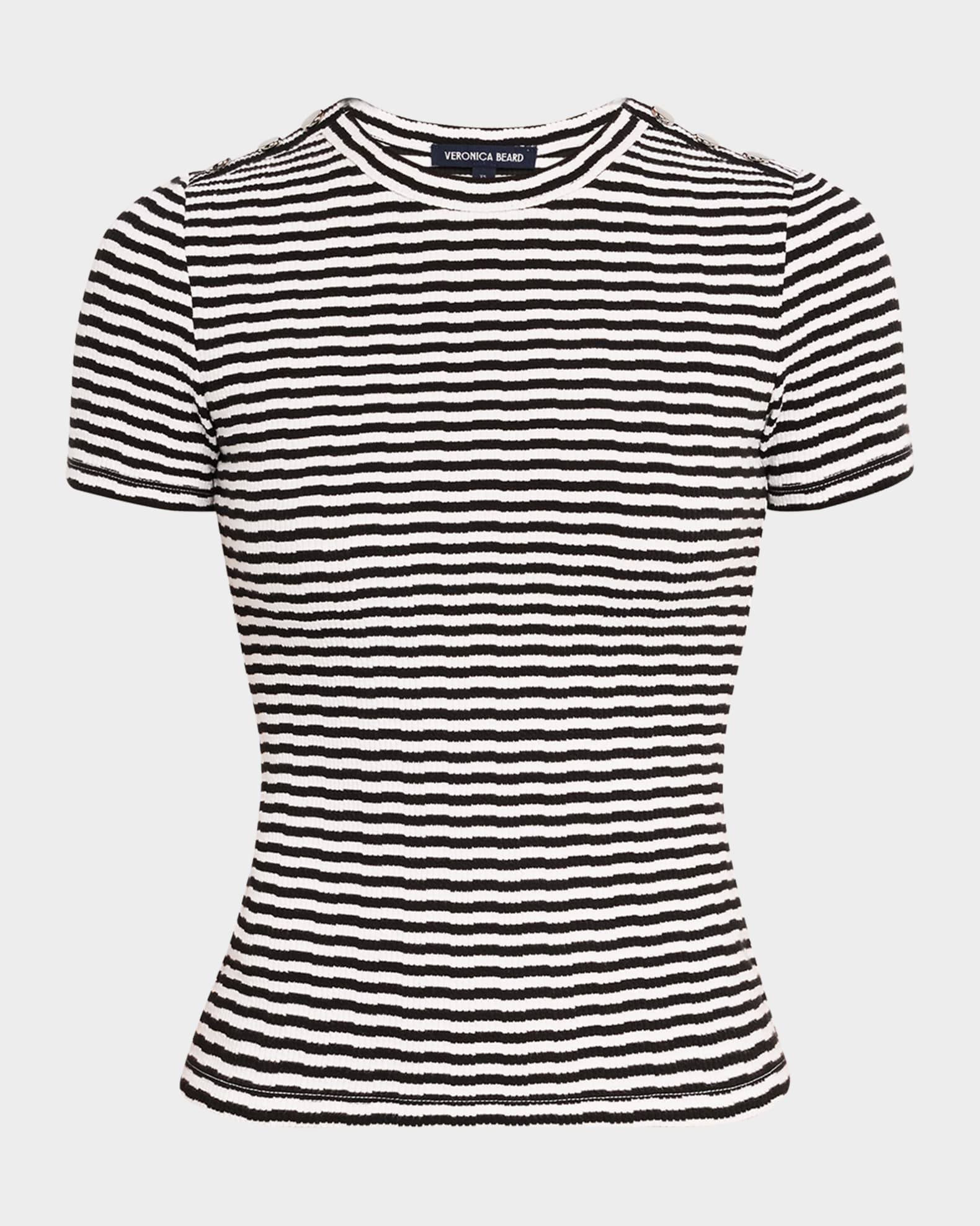 Draya Short-Sleeve Stripe Button Tee 0