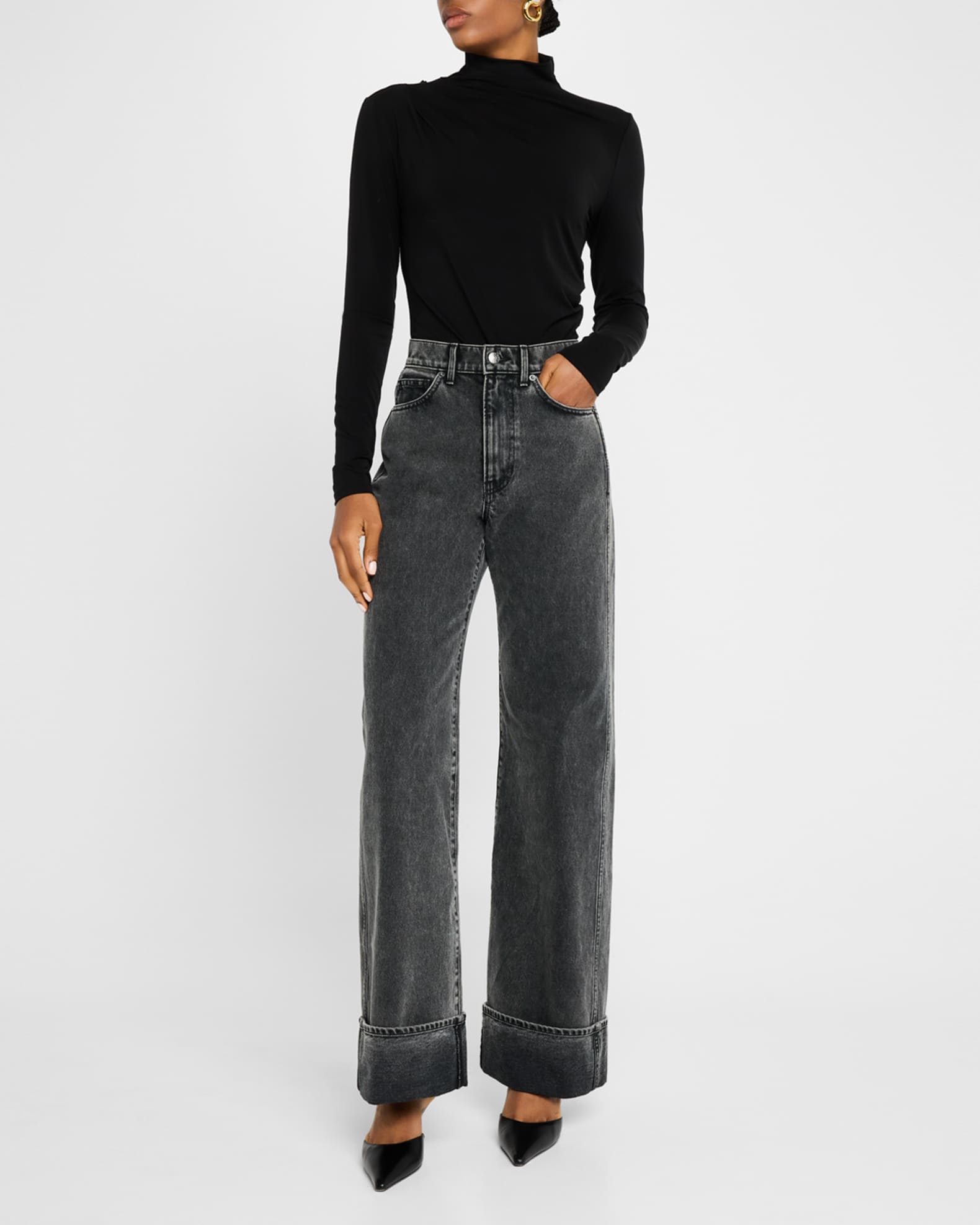 Taylor High-Rise Wide Cuffed Jeans 1
