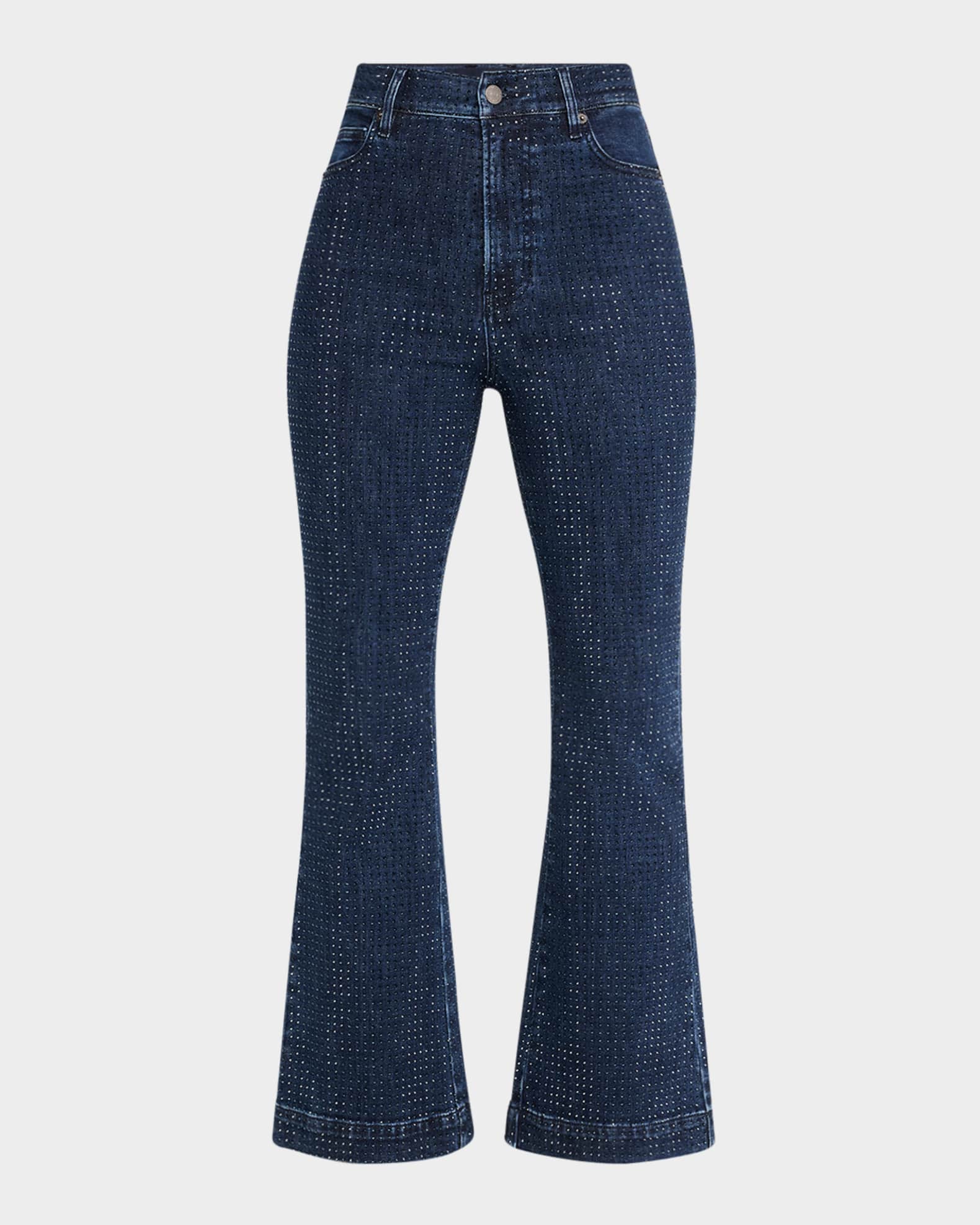 Veronica Beard Carson High-Rise Ankle Flare Rhinestone Jeans Veronica Beard Carson High-Rise Ankle Flare Rhinestone Jeans