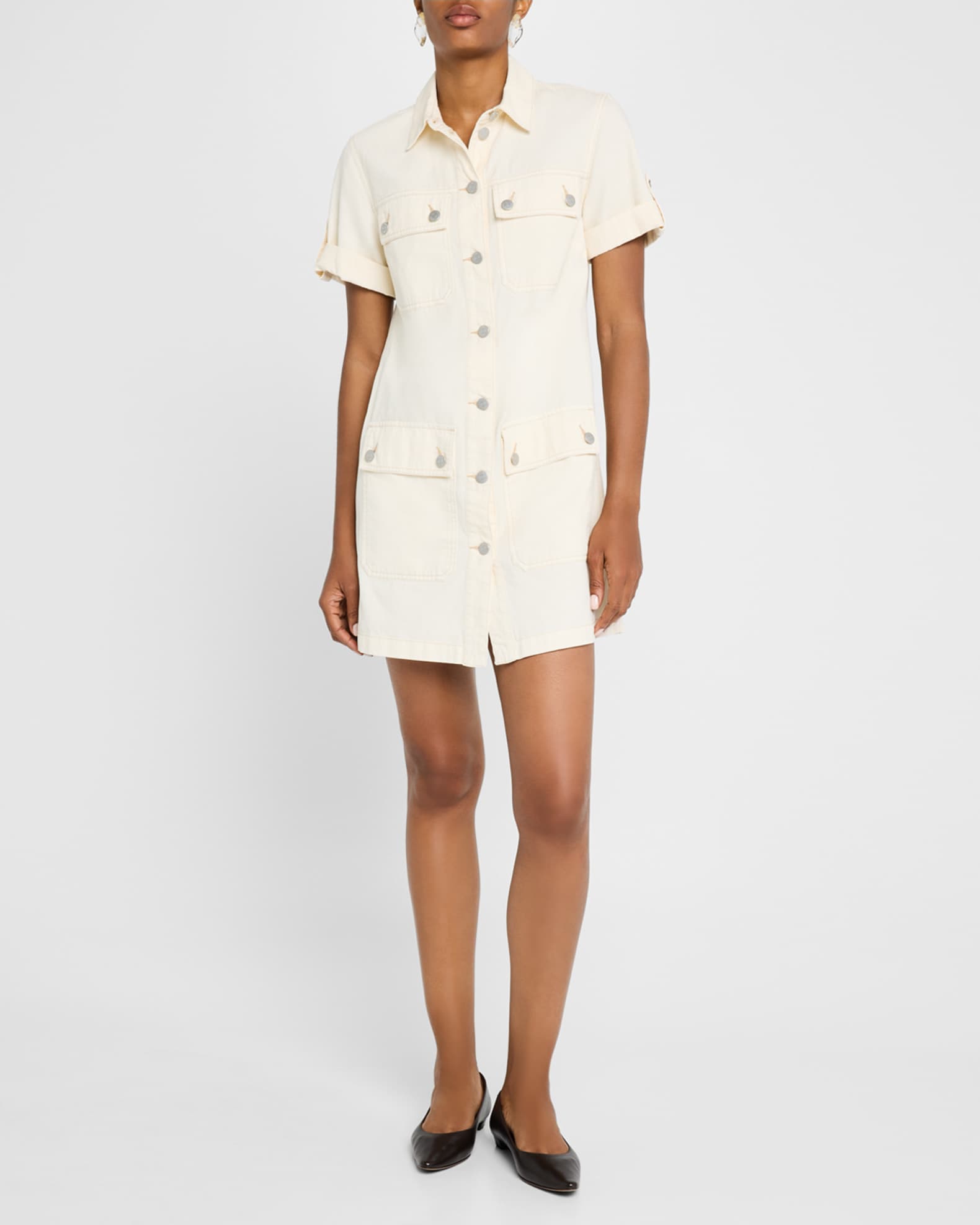 Warren Short-Sleeve Denim Mini Dress 1