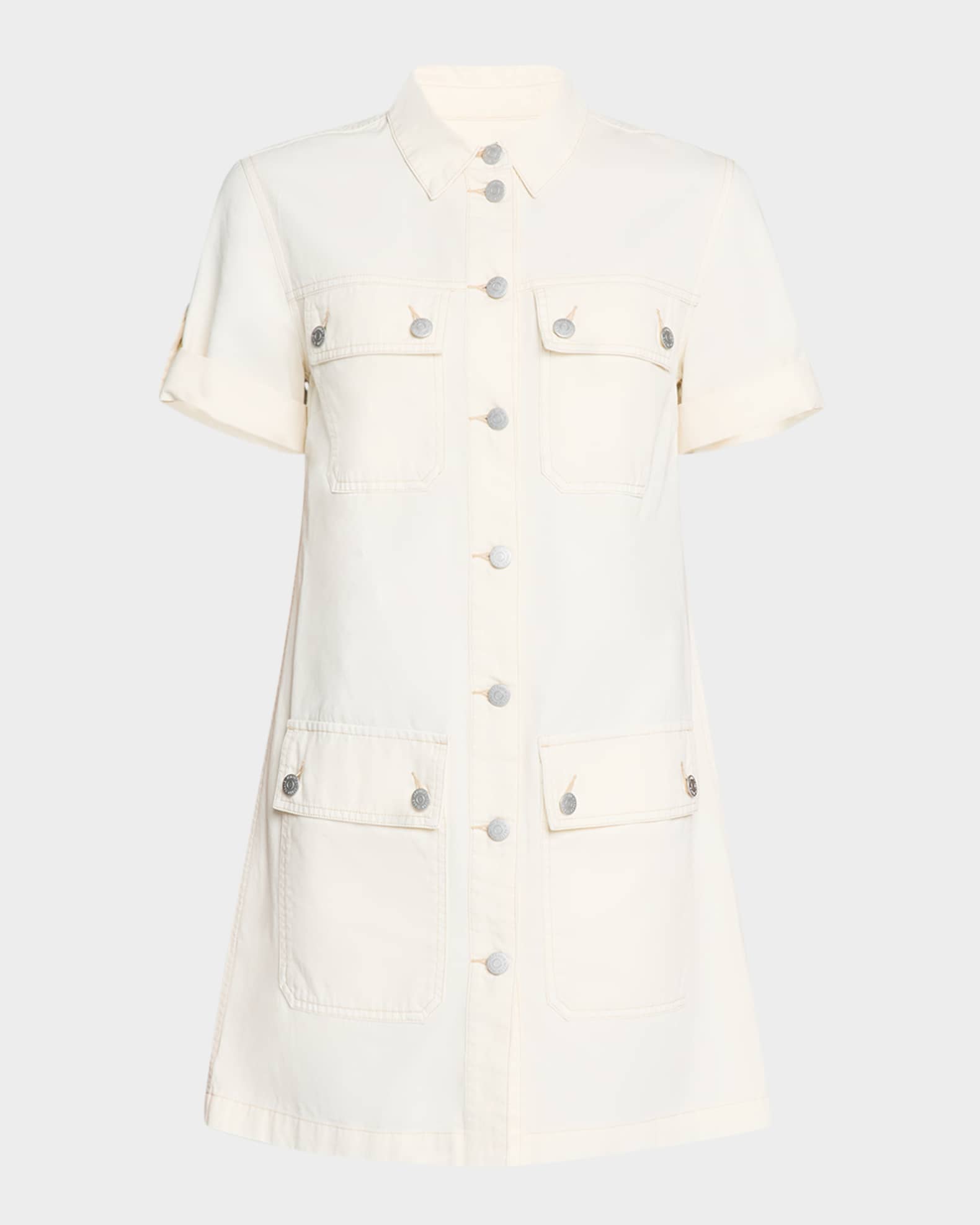 Warren Short-Sleeve Denim Mini Dress 0