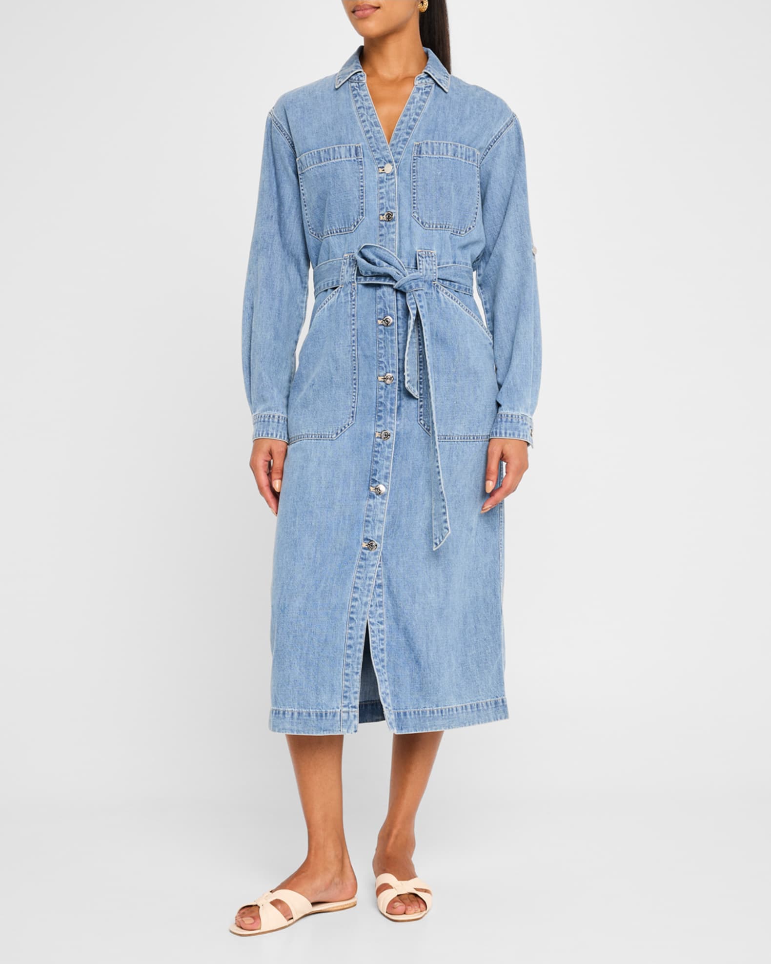 Evelyn Belted Denim Shirtdress 1