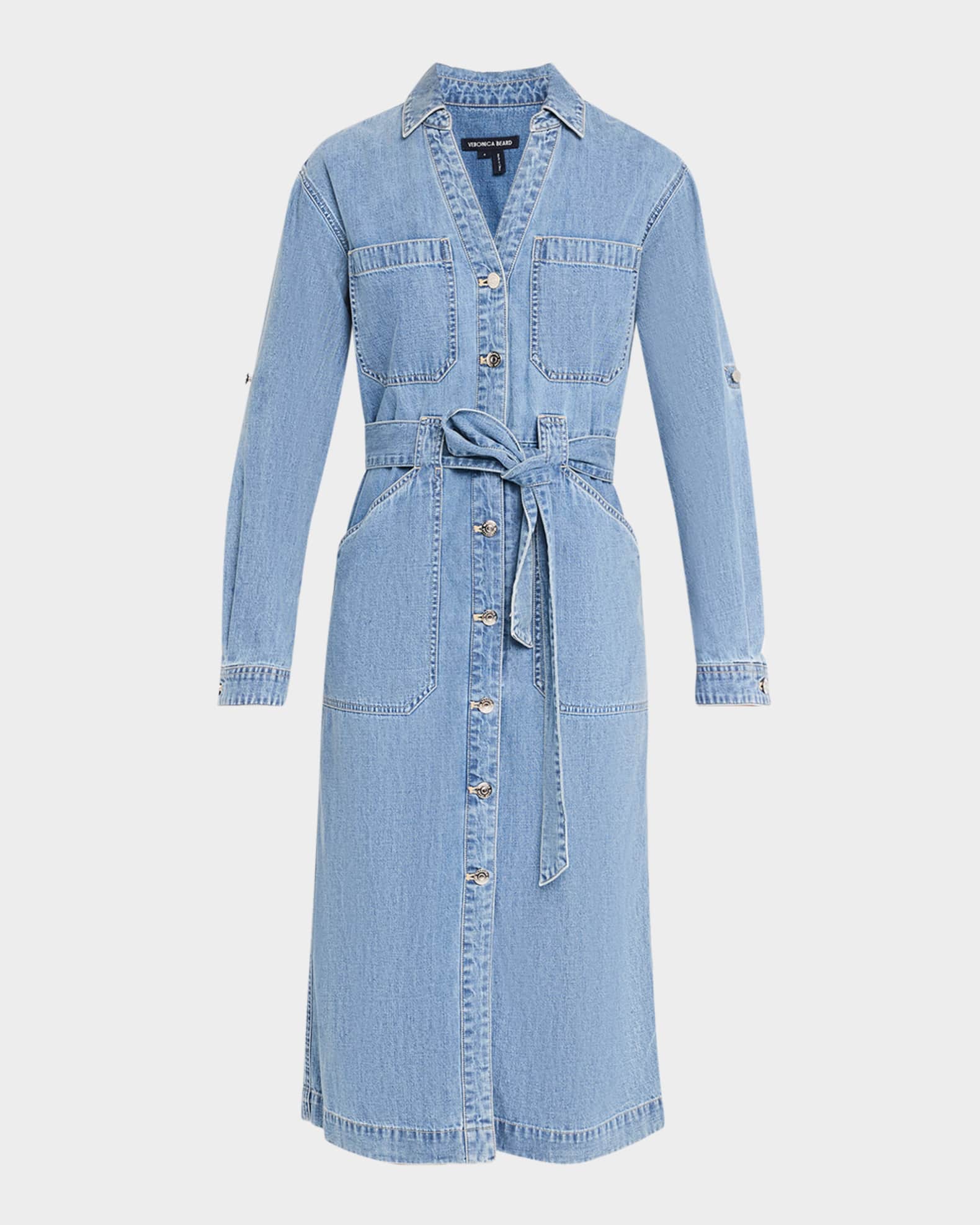 Evelyn Belted Denim Shirtdress 0