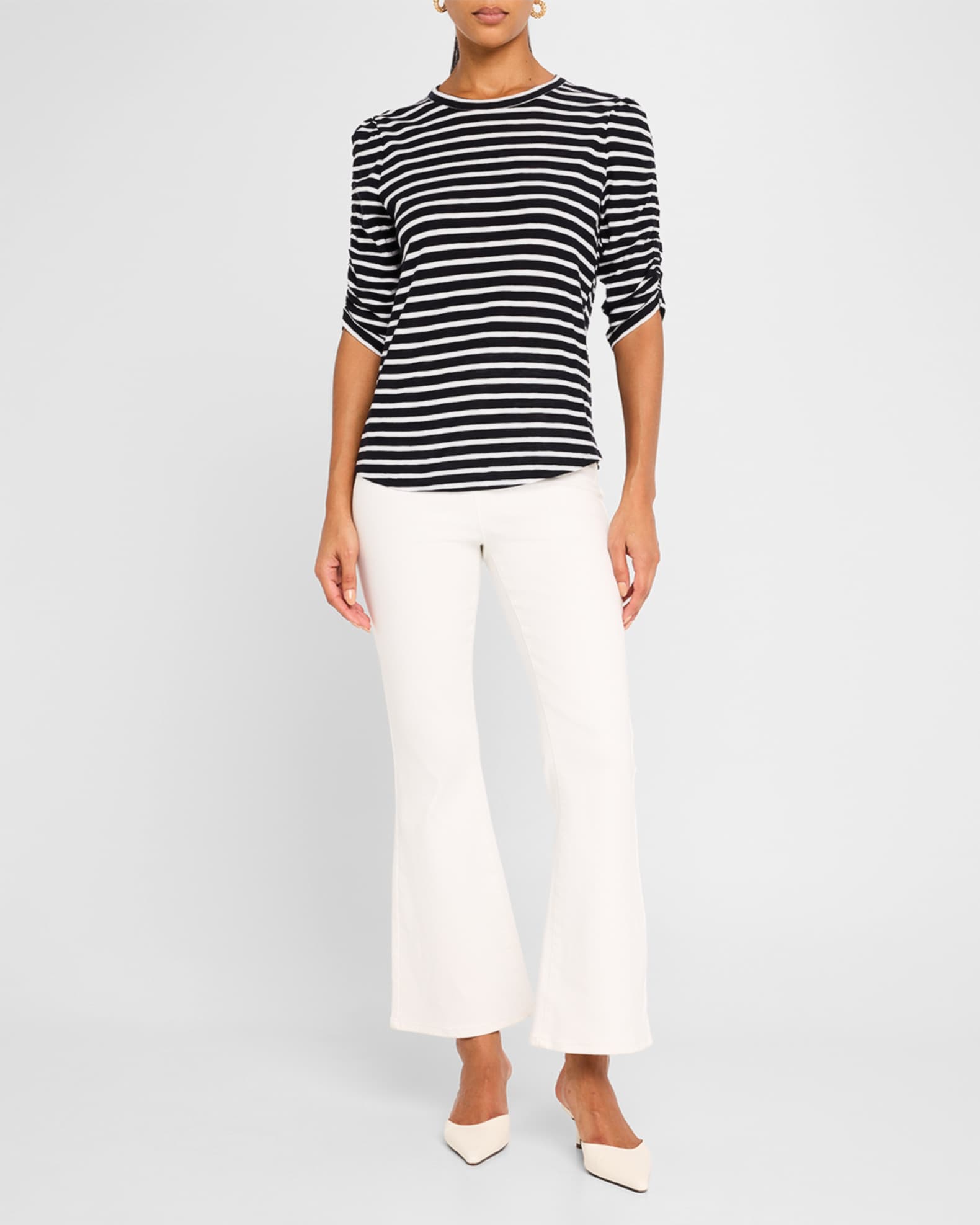Waldorf Stripe Ruched-Sleeve Tee 1