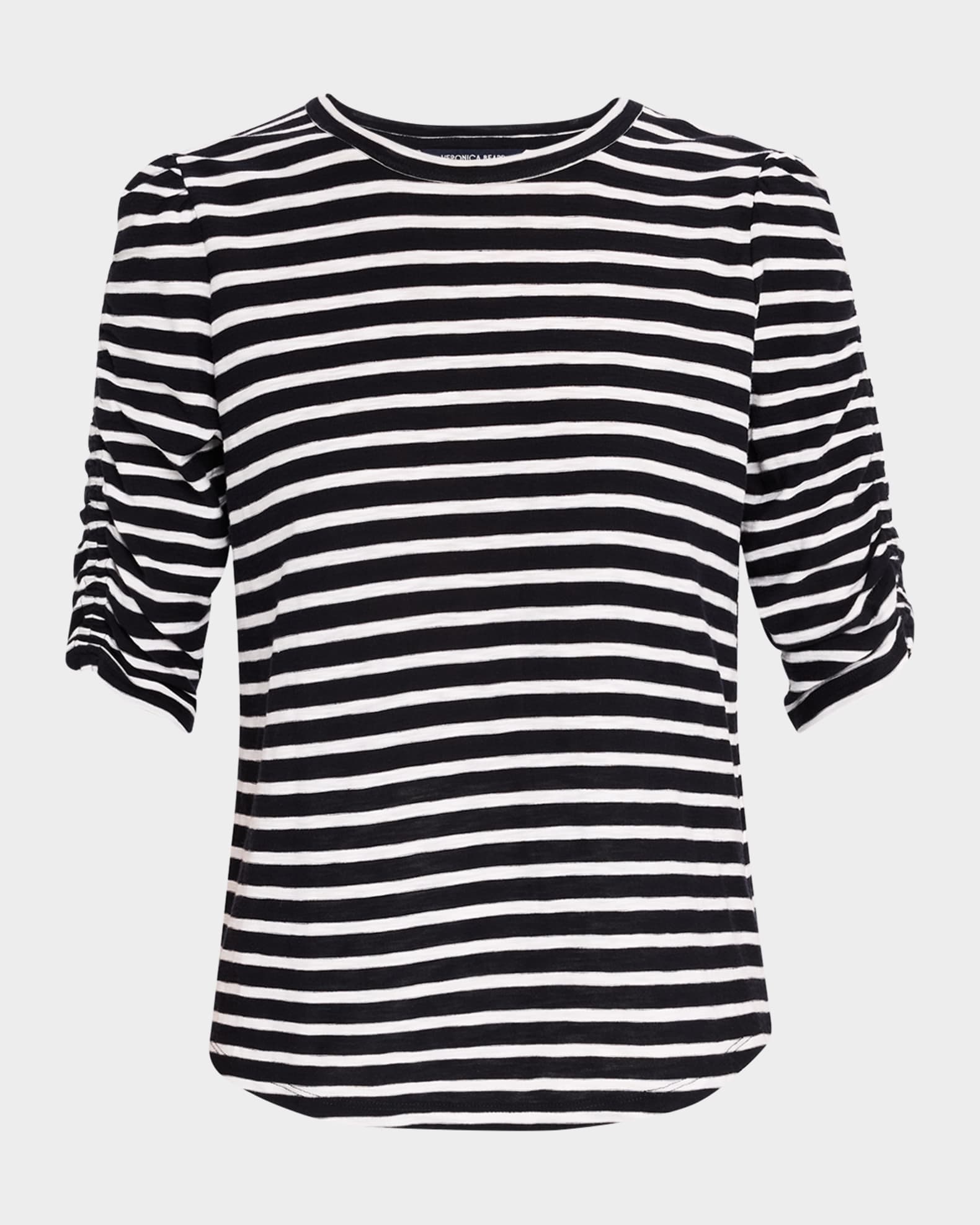 Waldorf Stripe Ruched-Sleeve Tee 0