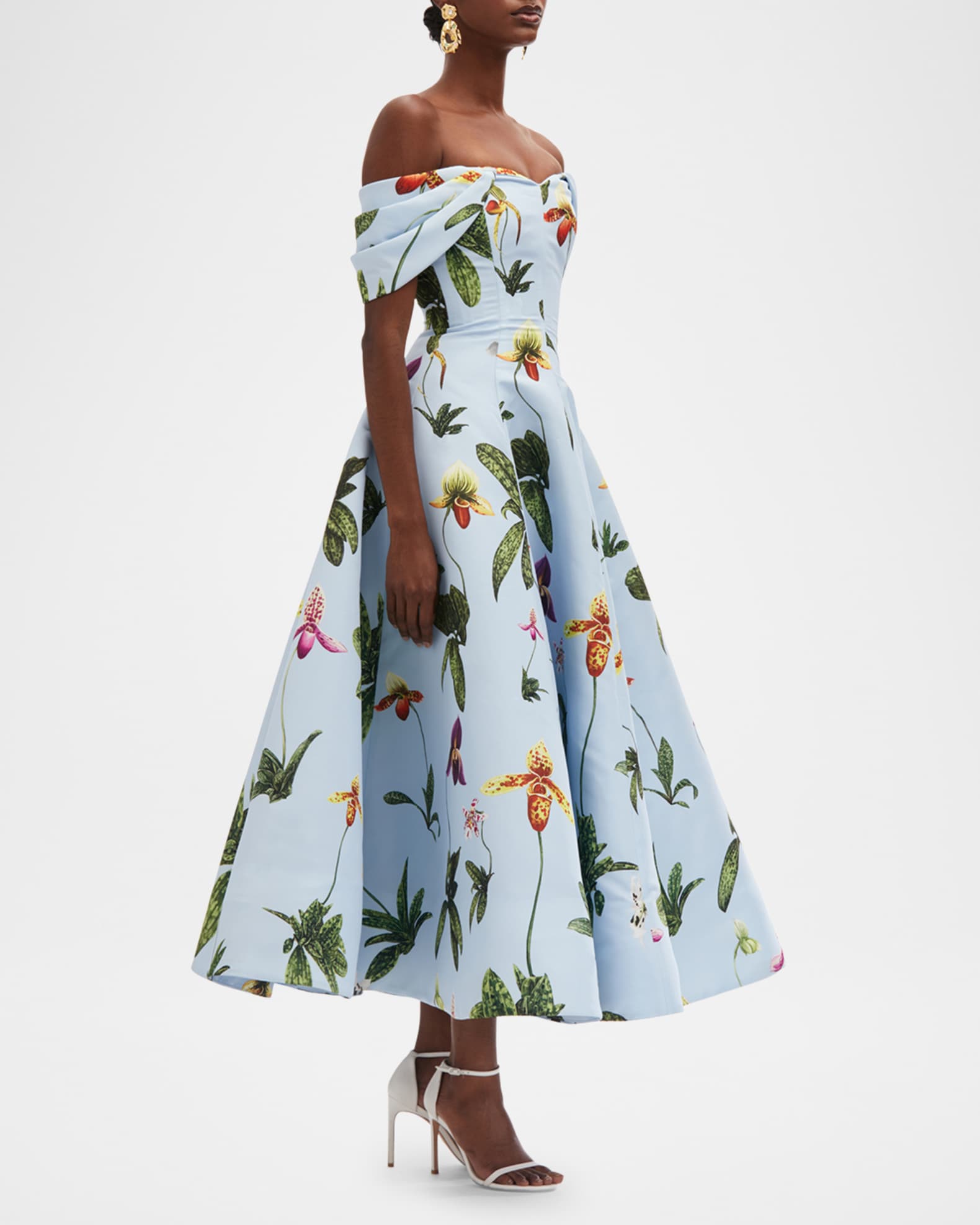 Off-The-Shoulder Orchids Faille Gown 1