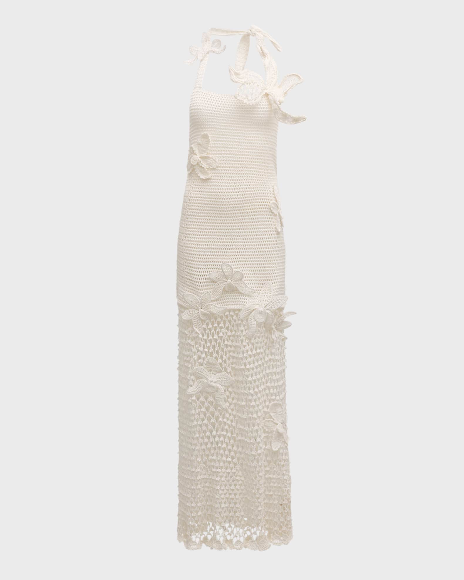 Orchid Crochet Maxi Halter Dress 0