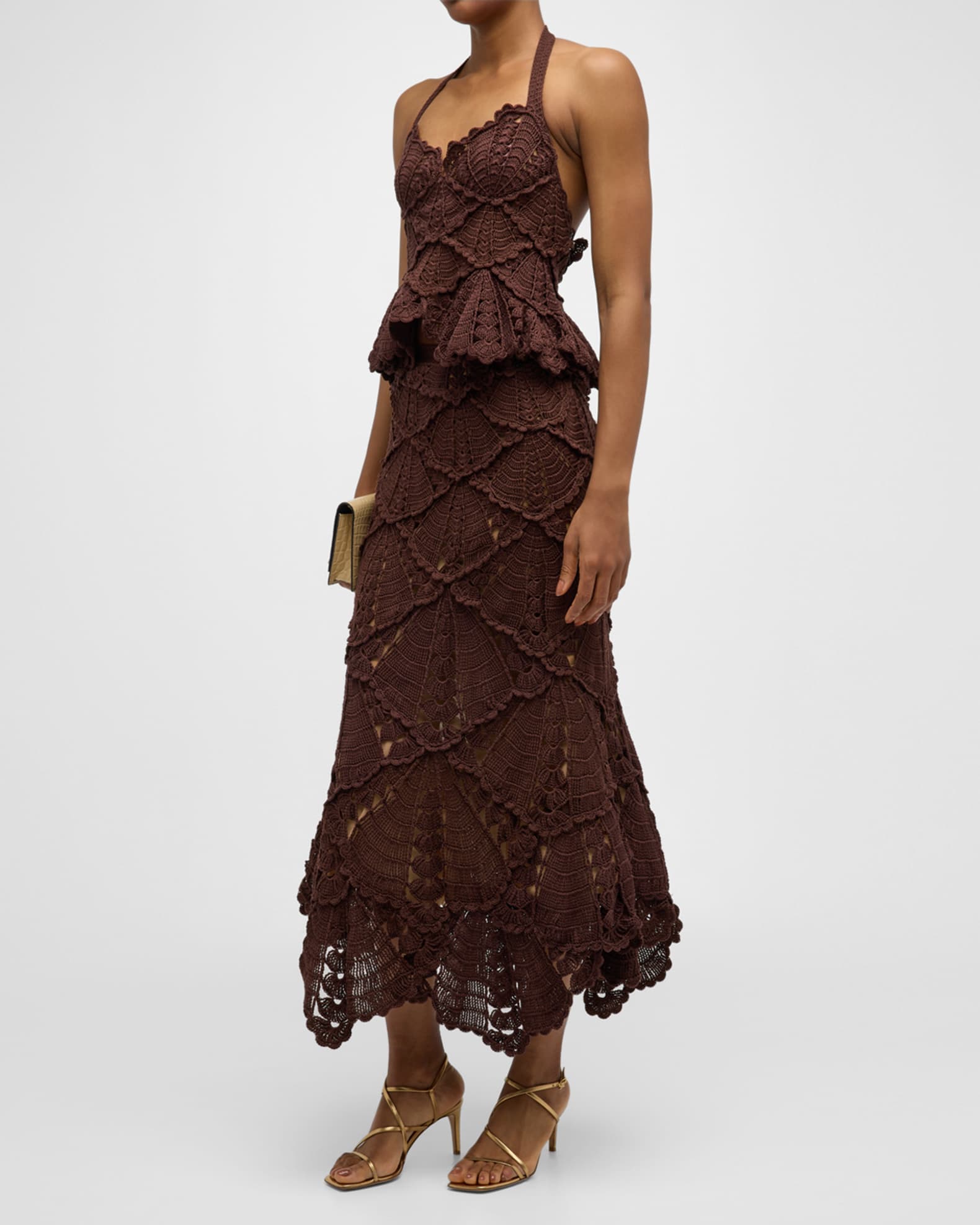 MEDI SHELL MOTIF CROCHET KNIT SKIRT