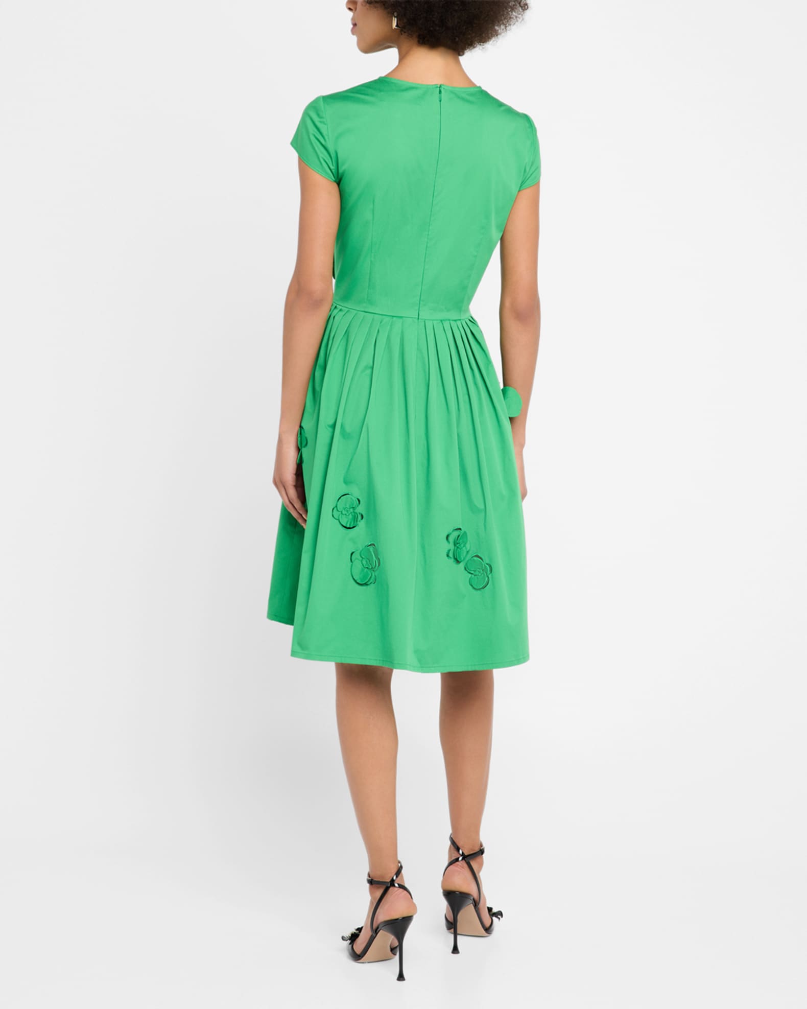 Oscar de la Renta Orchid Cutout Cotton-Twill Sleeveless Midi