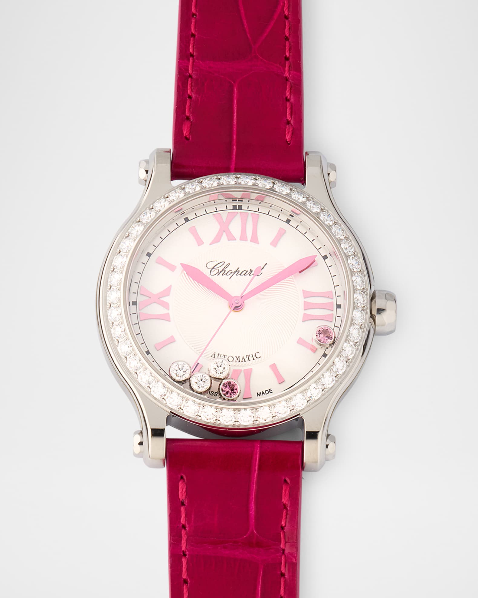Limited Edition Happy Sport 33mm Pink Tourmaline and Diamond Watch 0