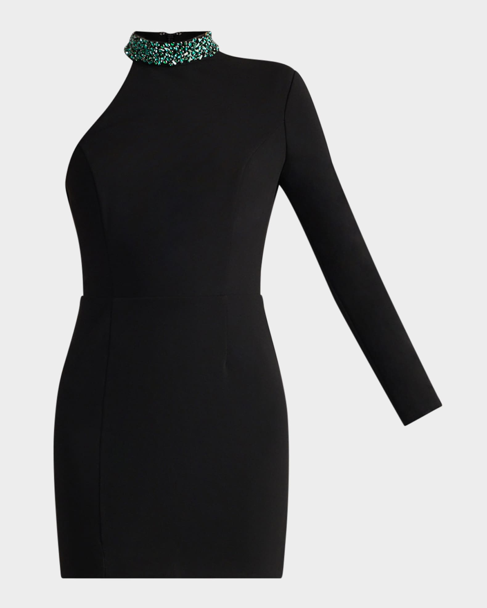 Zac Posen One Shoulder Crystal Beaded Mini Dress