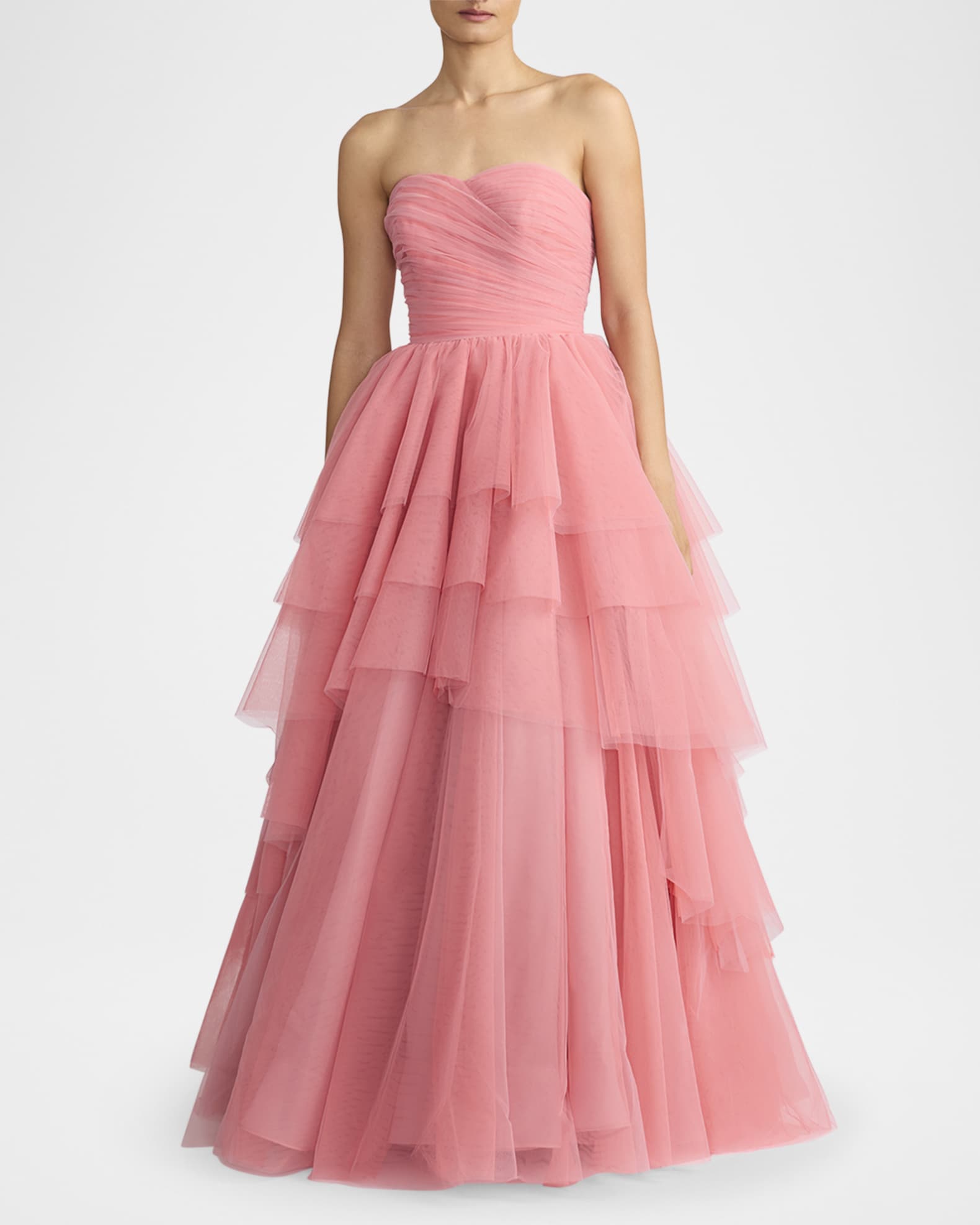 Zac Posen Asymmetrical Tiered Tulle Ball Gown