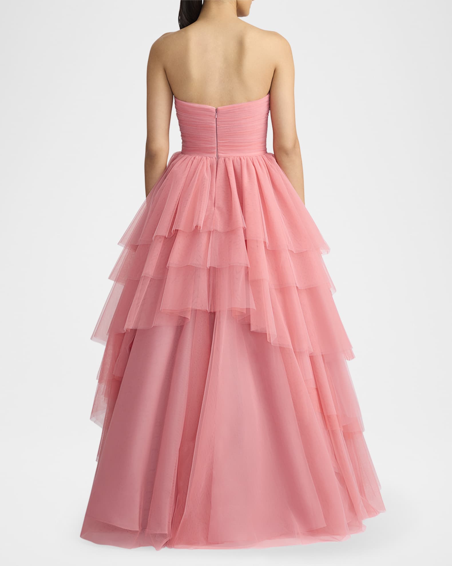 Zac Posen Asymmetrical Tiered Tulle Ball Gown