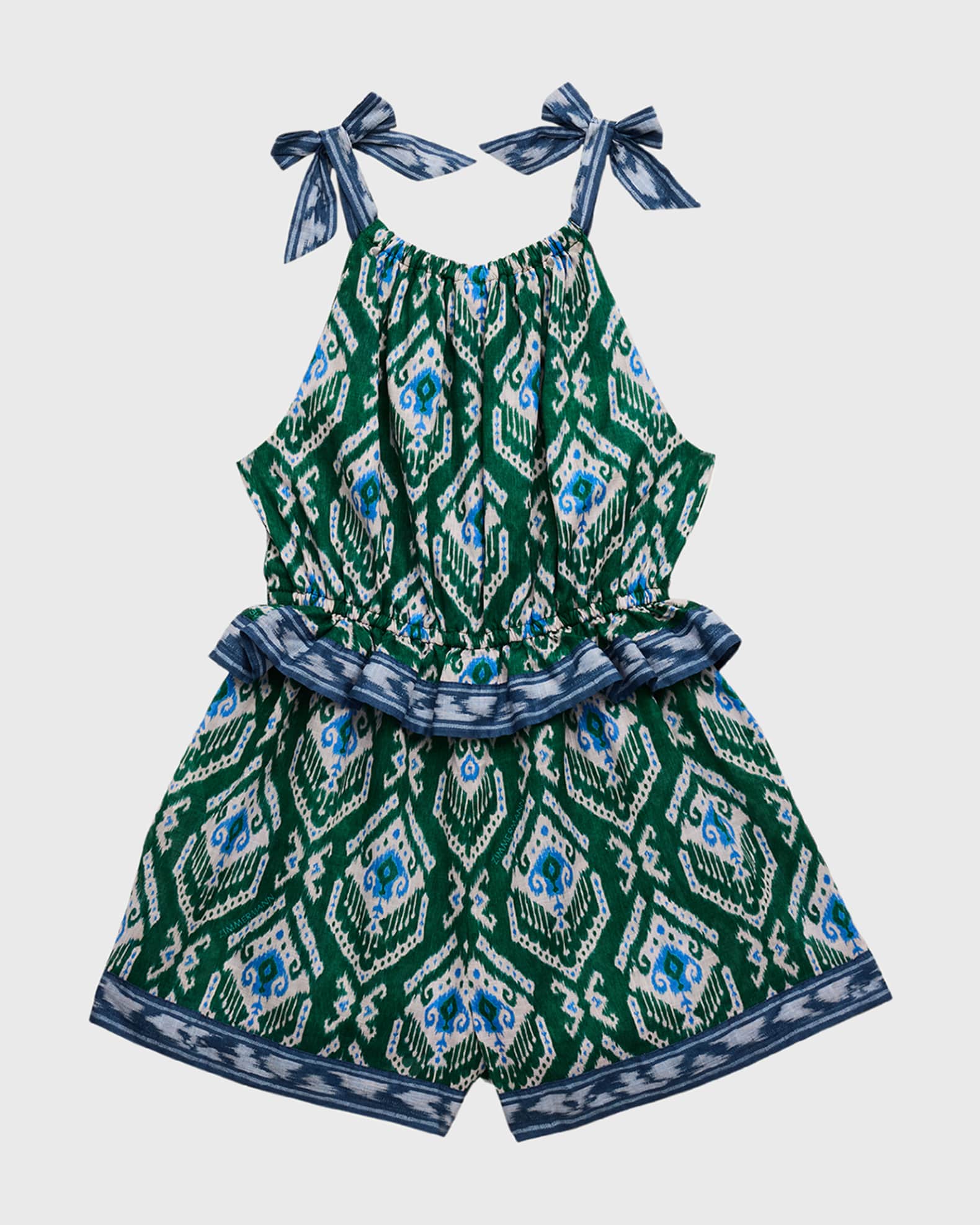 Zimmermann Little Girl s Girl s Wylie Frill Playsuit Green Blue Size 10