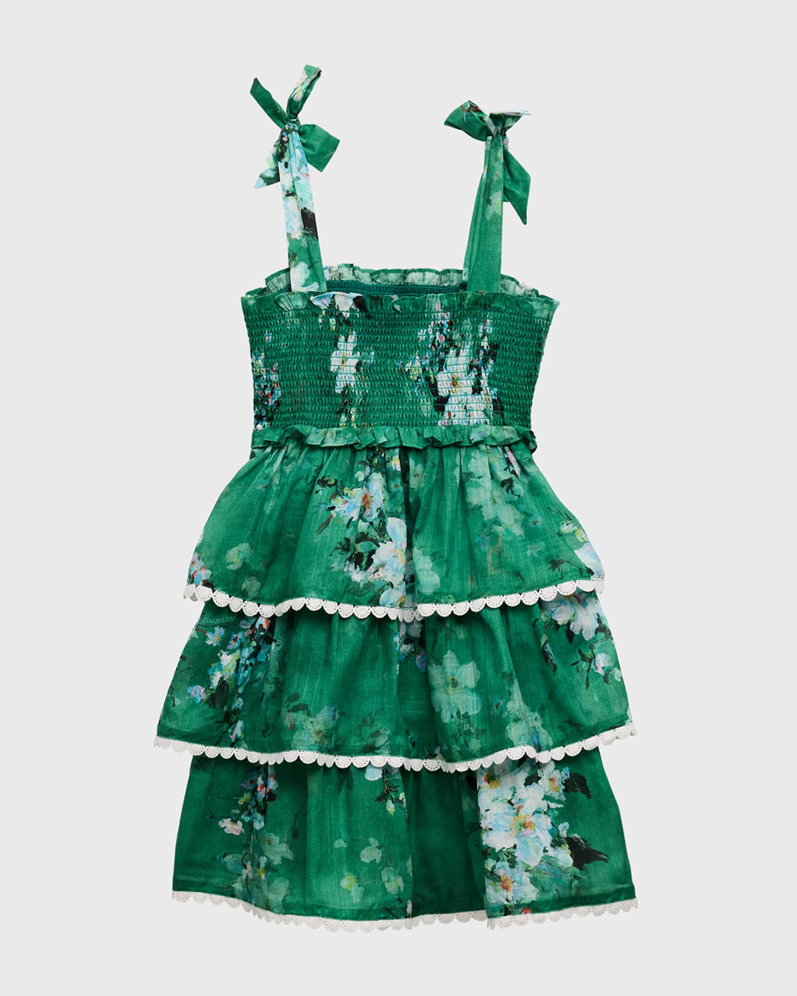 Girl's Everley Floral-Print Smocked Dress, Size 1-12 1