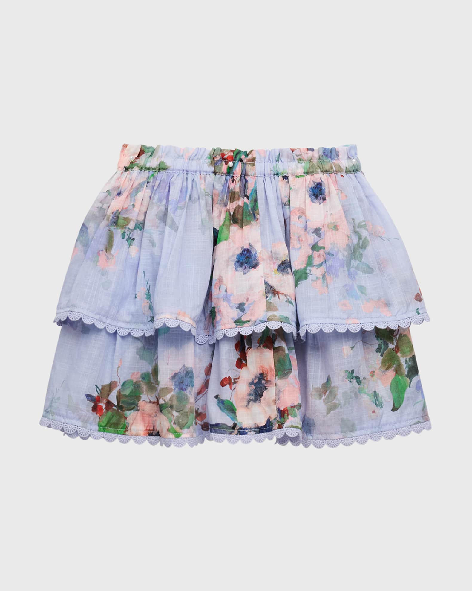 Girl's Everley Tiered Floral-Print Skirt, Size 1-12 1