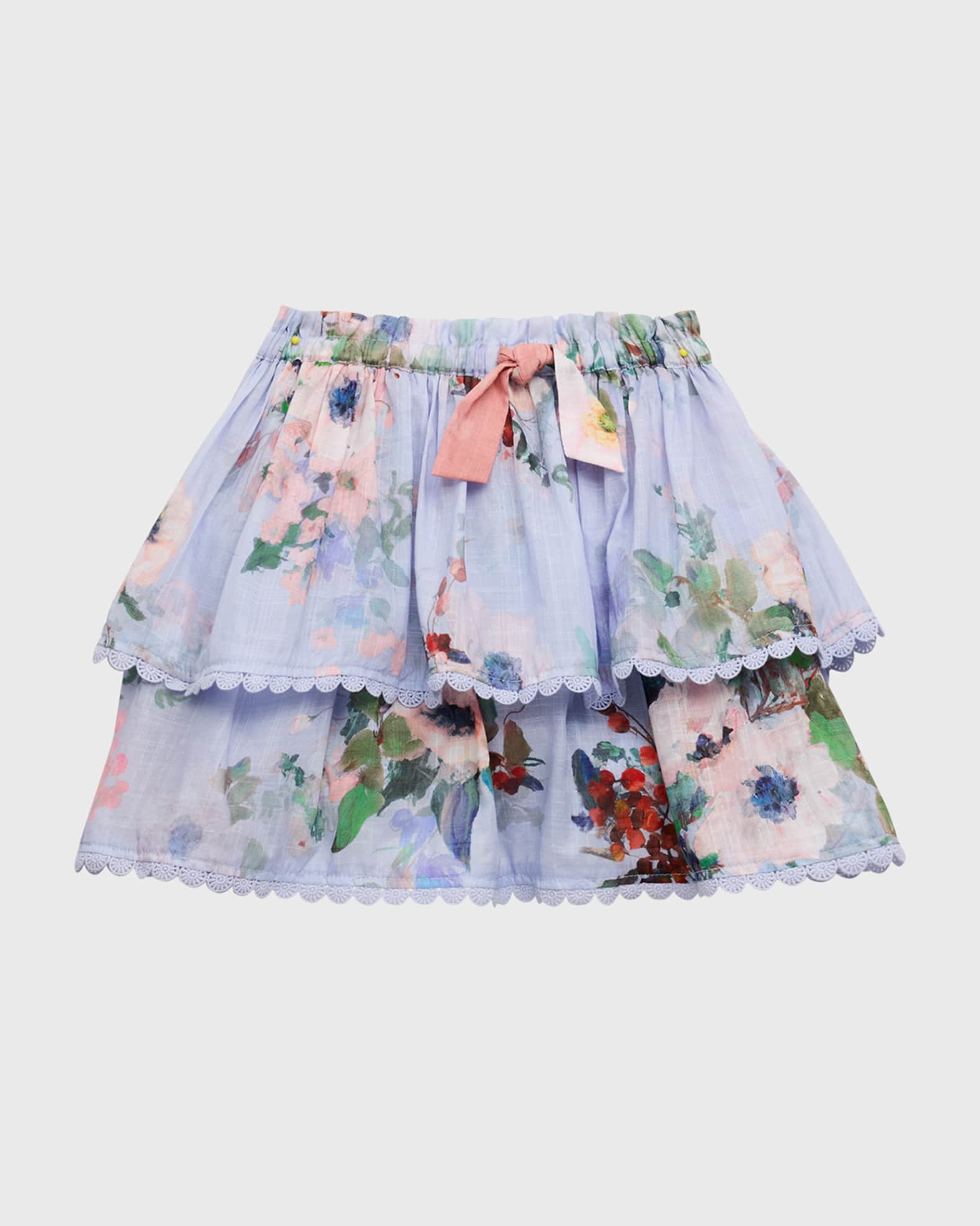 Girl's Everley Tiered Floral-Print Skirt, Size 1-12 0