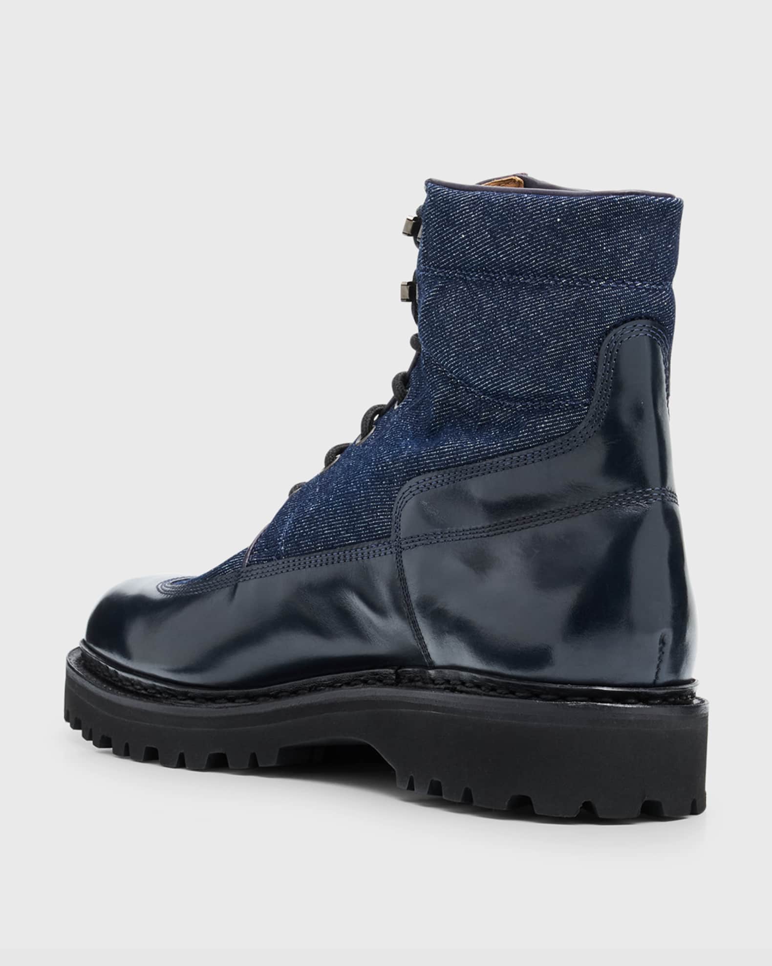 Men's Peak Denim and Leather Lace-Up Boots 1
