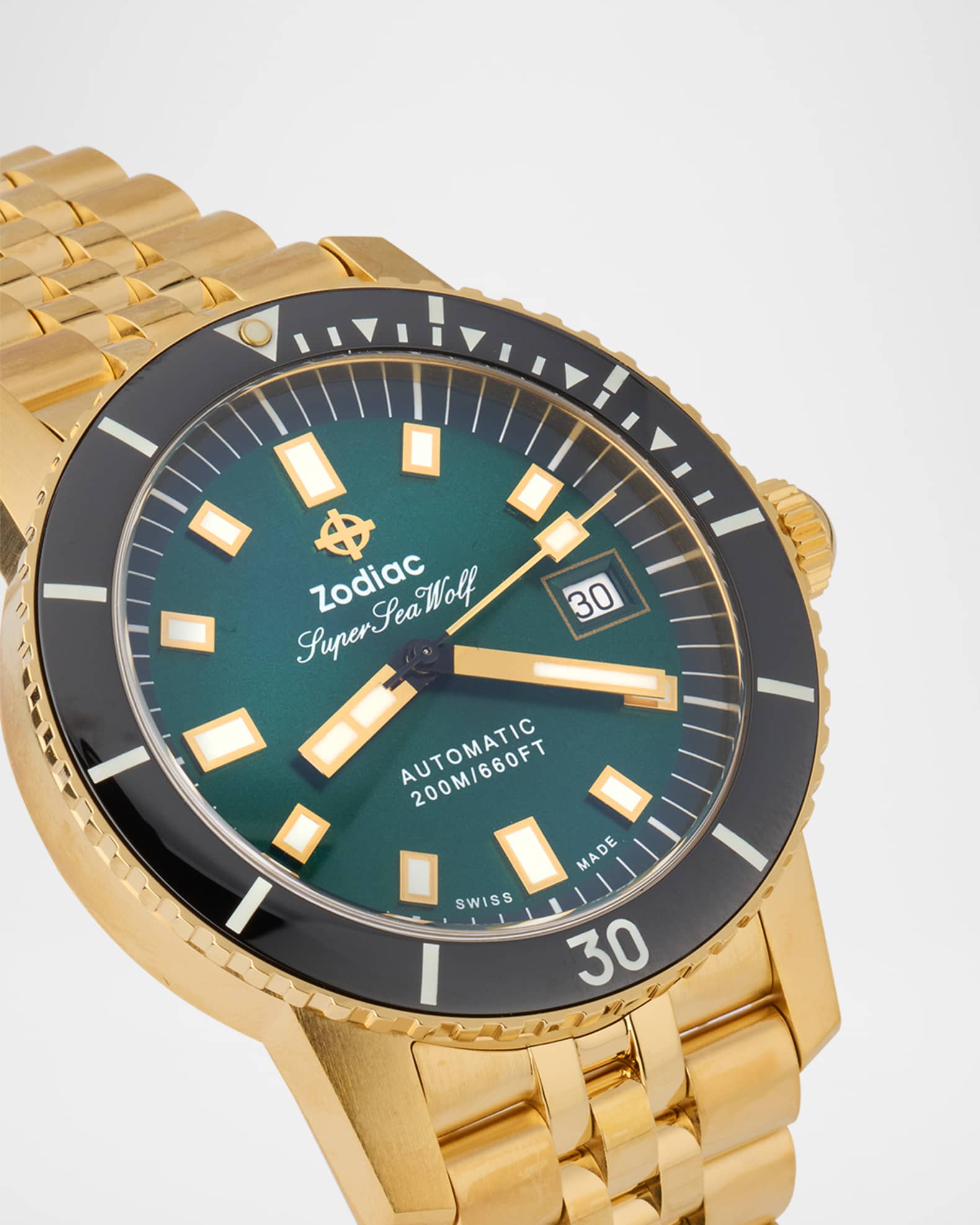 Limited Edition Men s Compression Diver Automatic 18K Gold Plated Bracelet Watch Gift Set 40mm