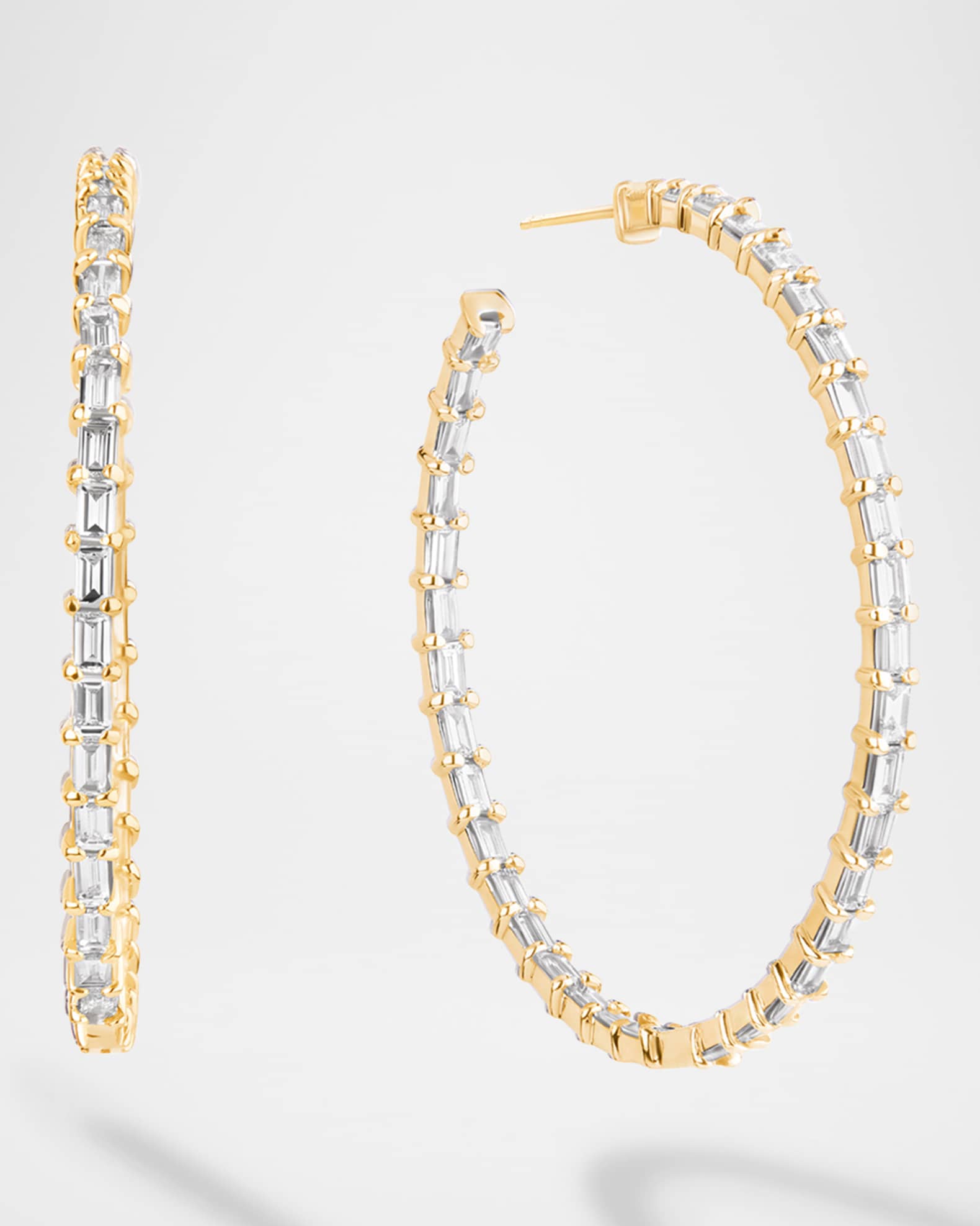 Inside/Outside Baguette Diamond Hoop Earrings, 30mm 0