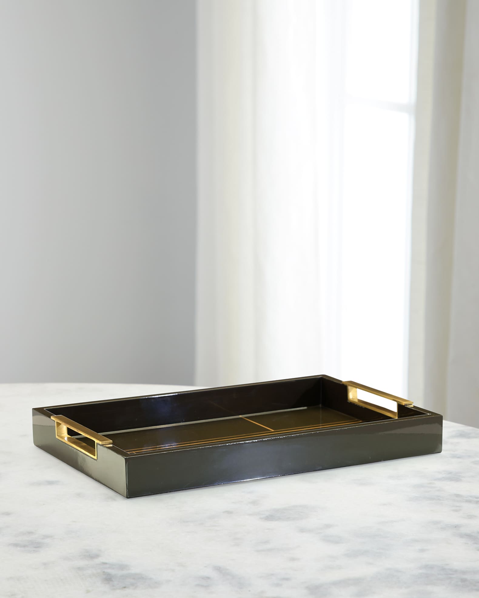 Tenebra Tray with Brass Handles 0